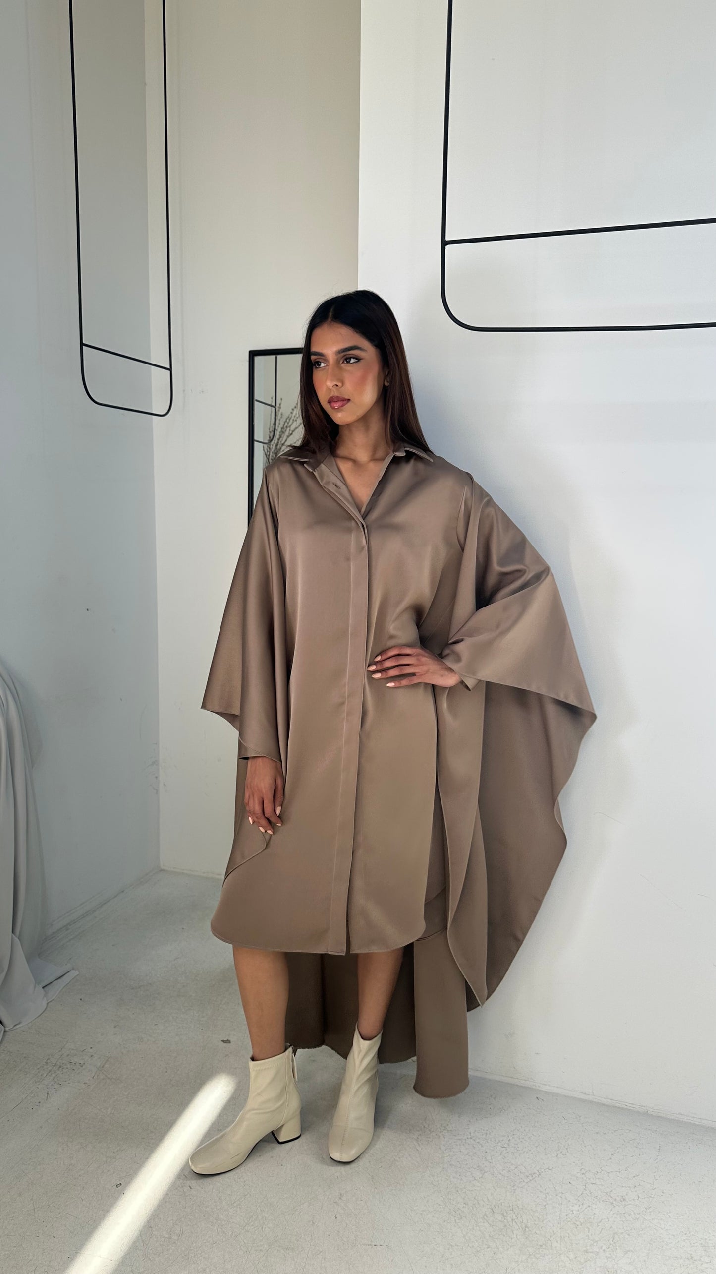 Silk High-Low Shirt Dress