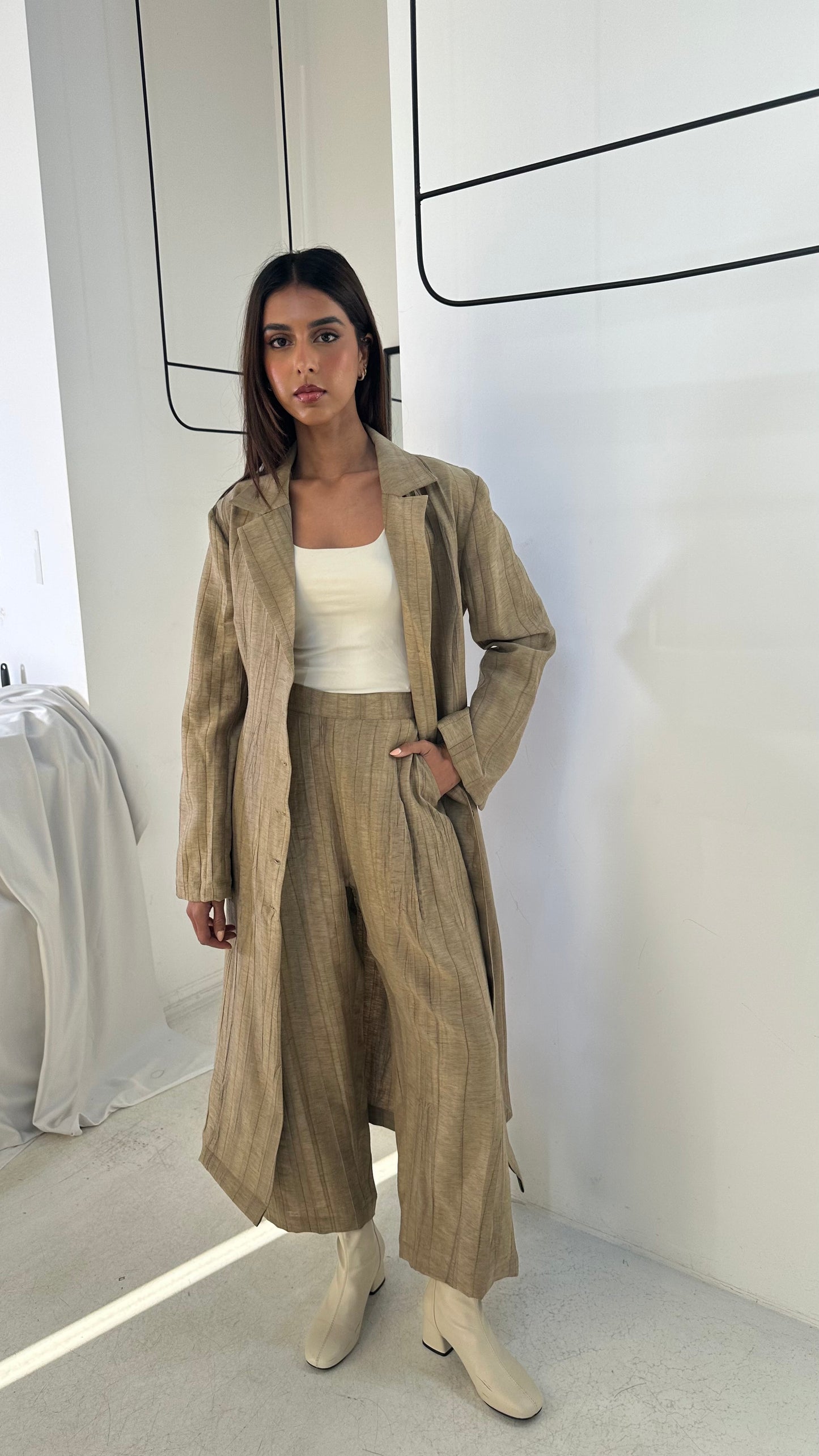 Beige Buttoned Set