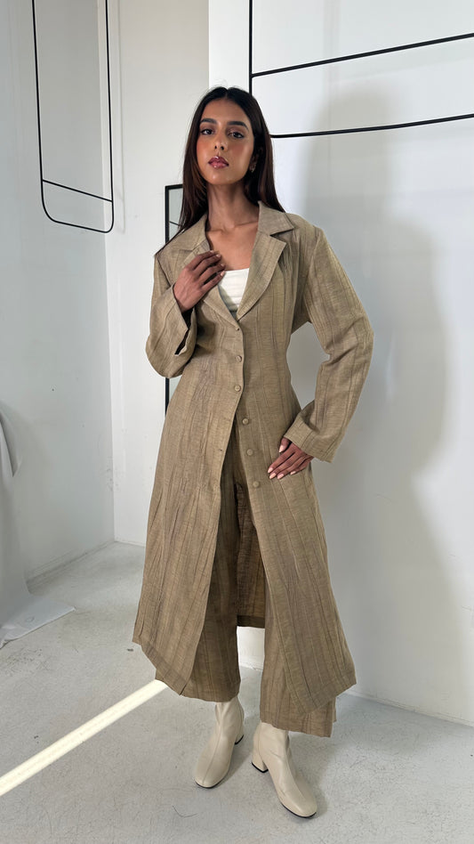 Beige Buttoned Set