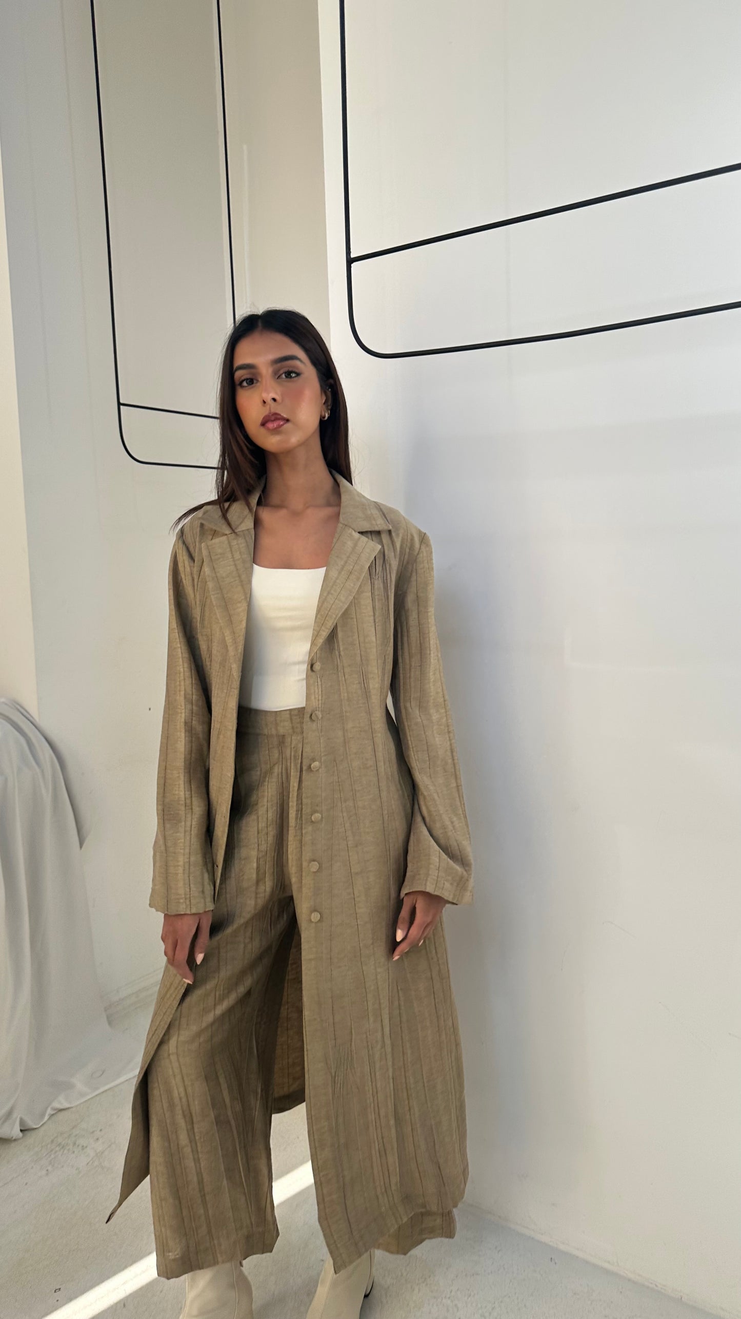 Beige Buttoned Set