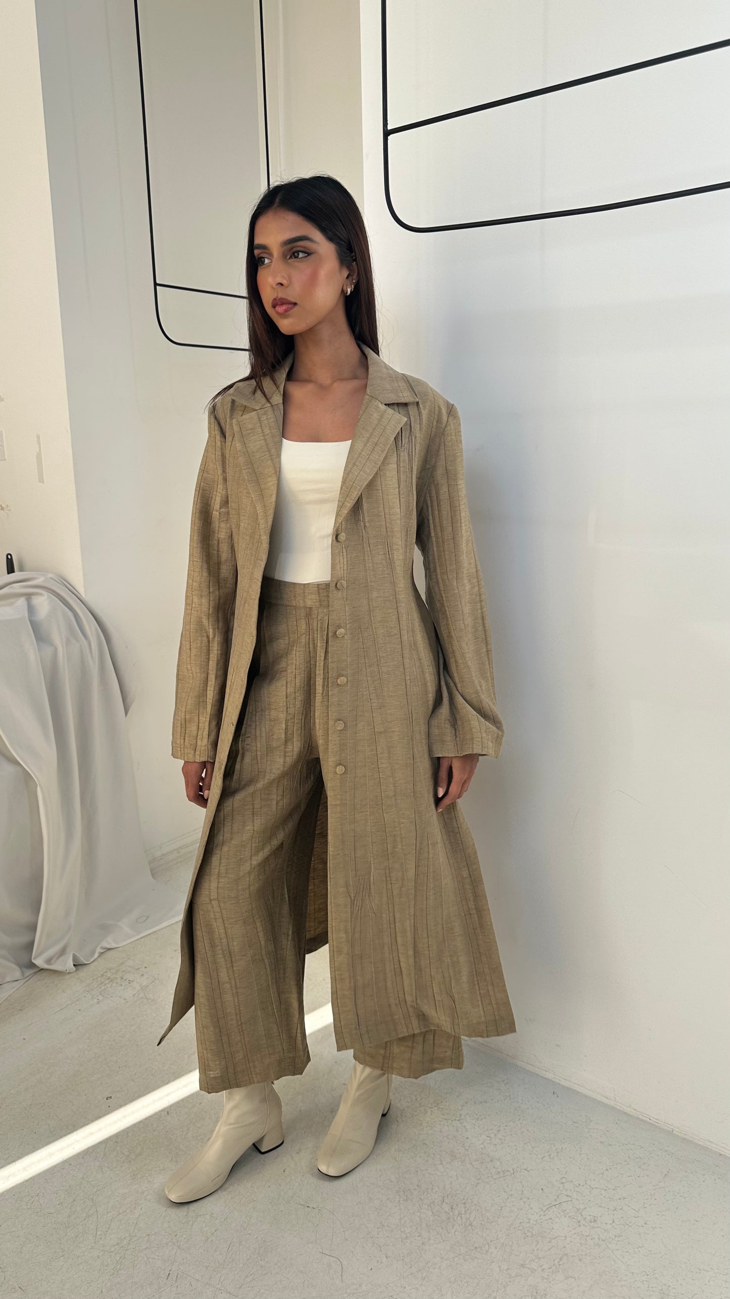 Beige Buttoned Set