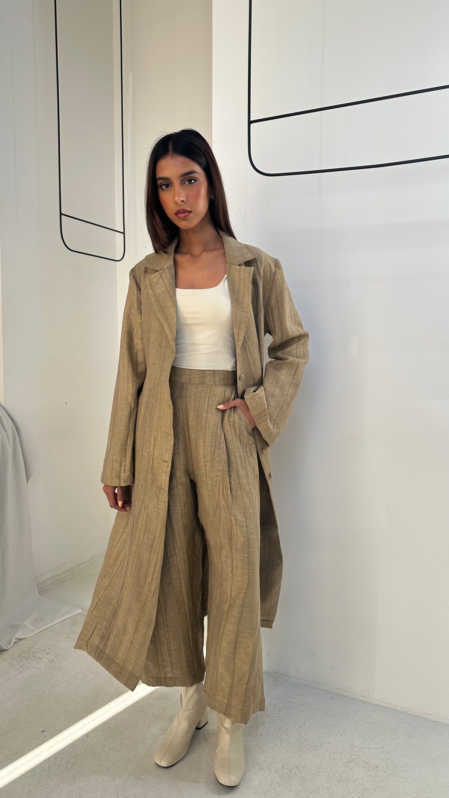 Beige Buttoned Set