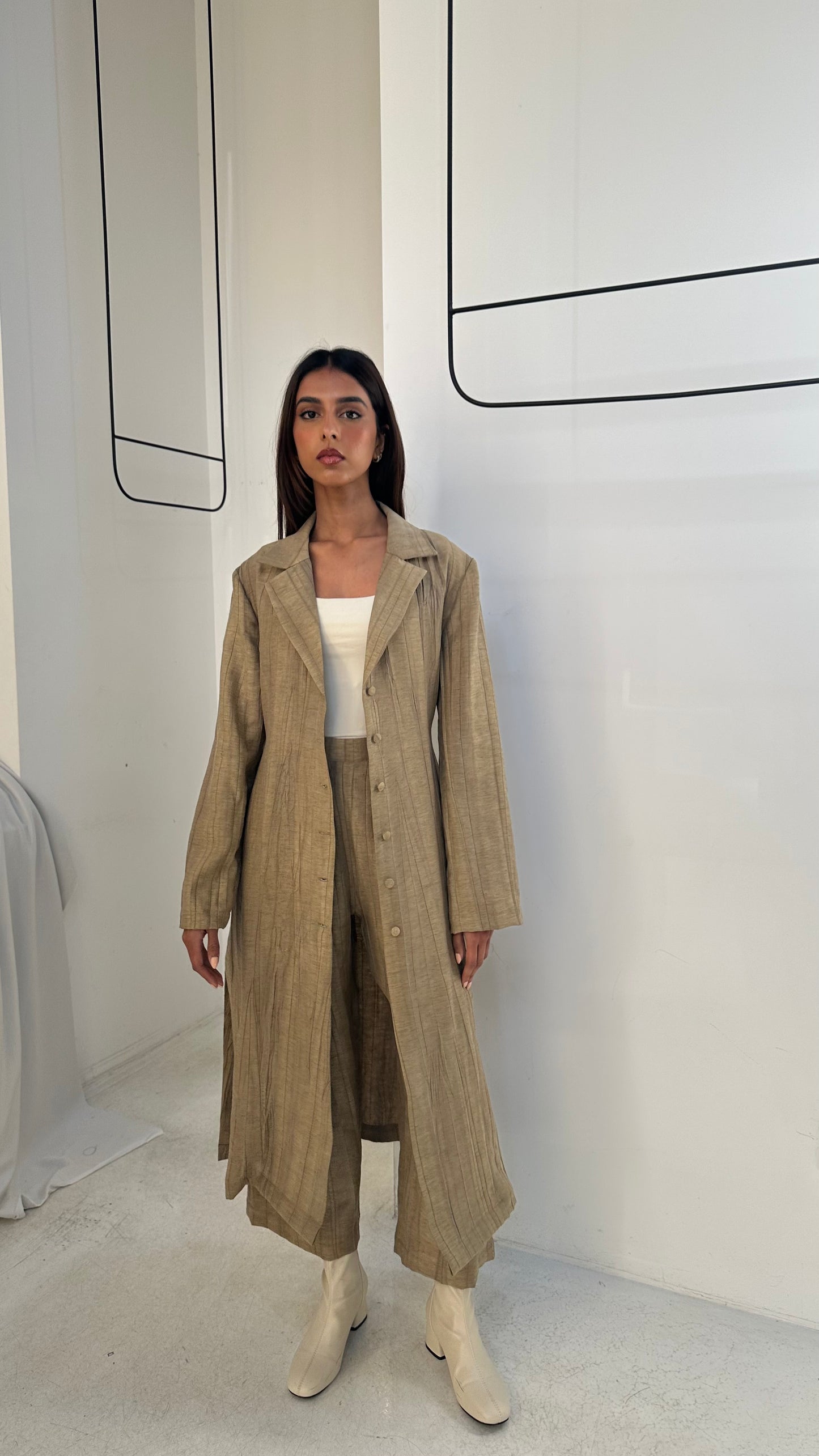 Beige Buttoned Set