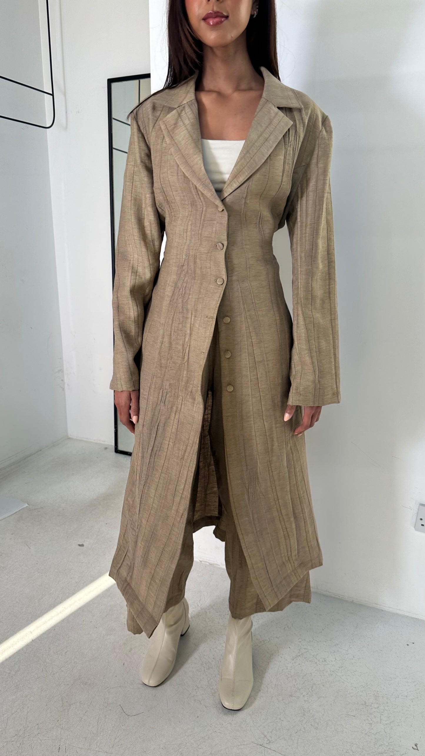 Beige Buttoned Set