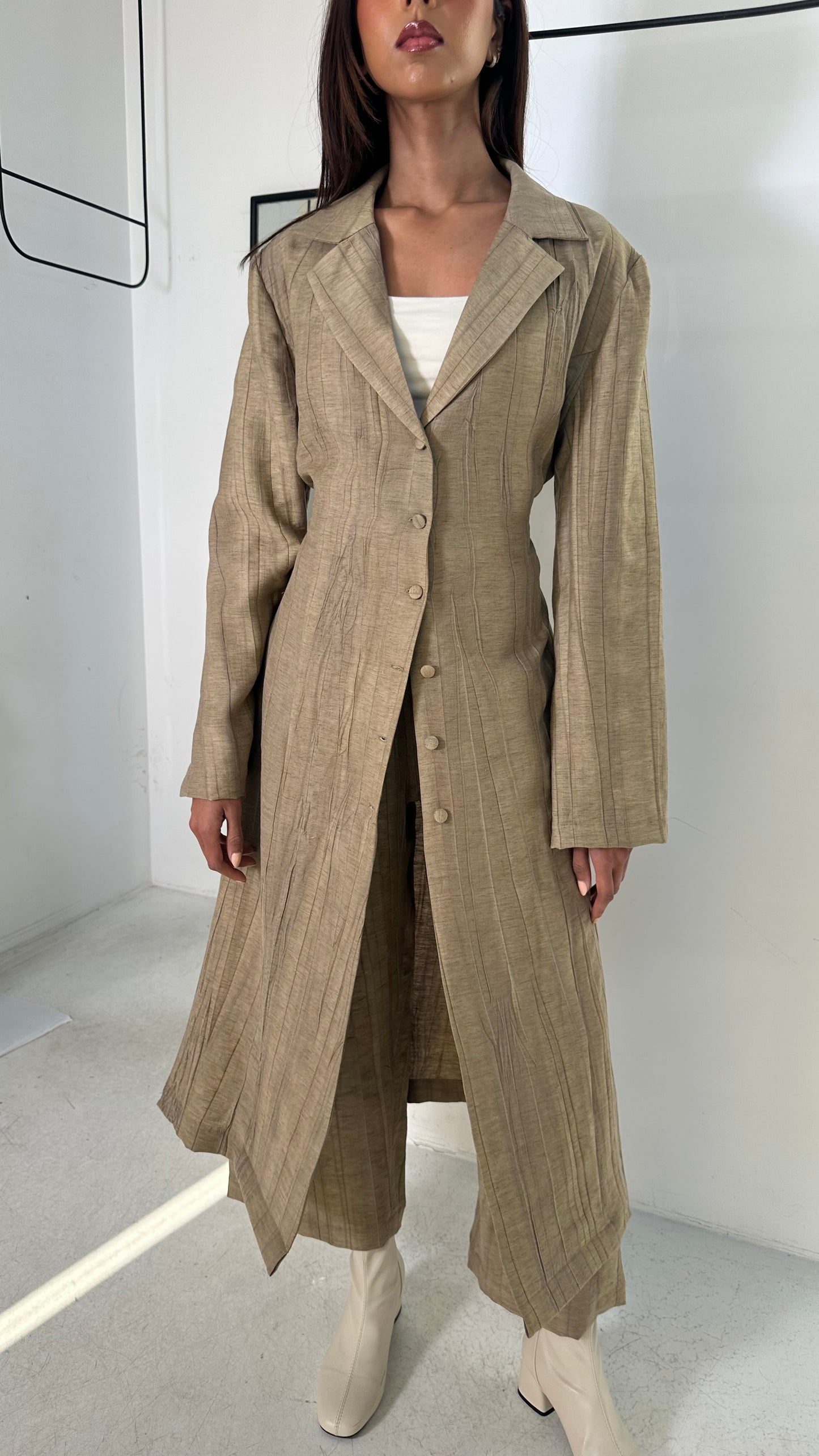 Beige Buttoned Set