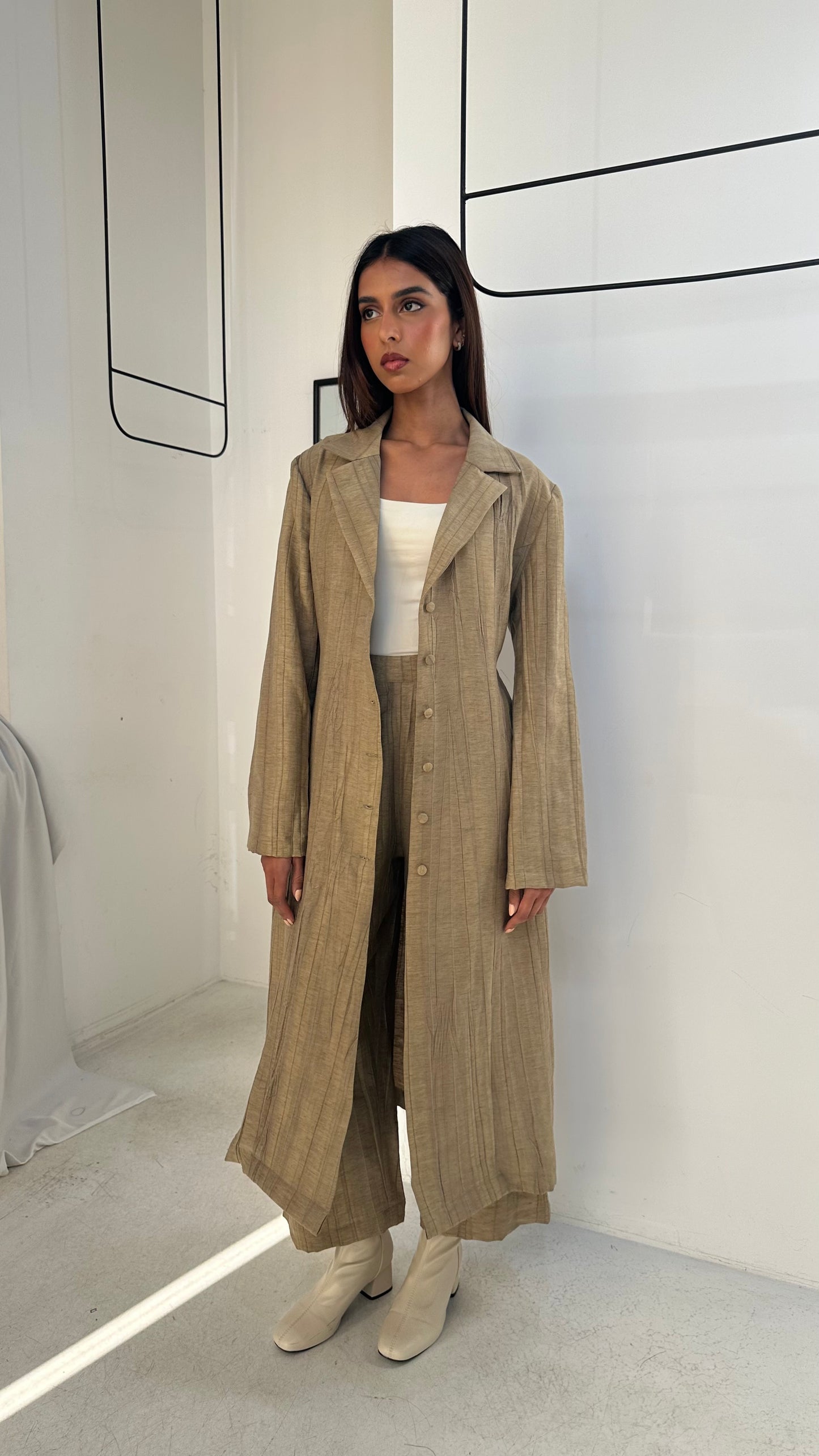 Beige Buttoned Set