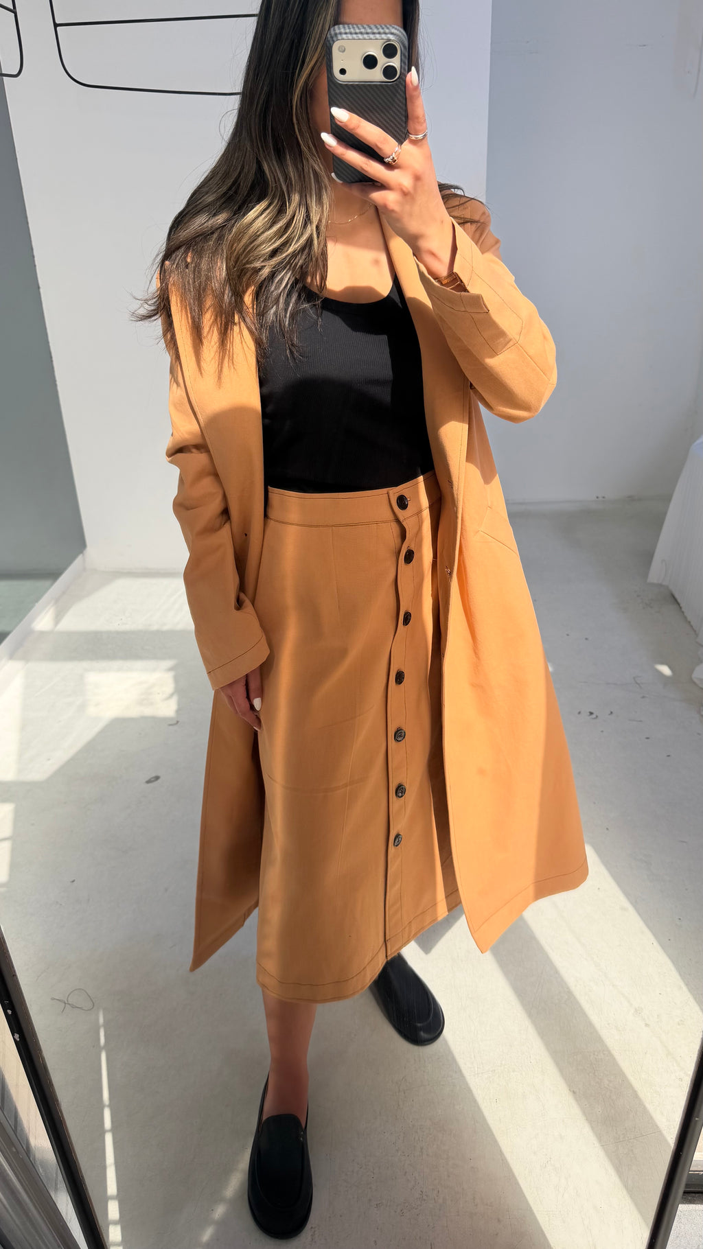 Buttoned Skirt Set