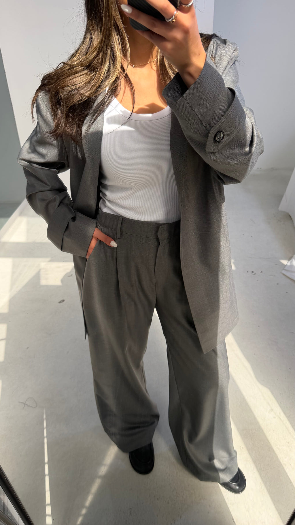 Grey Plaid Set