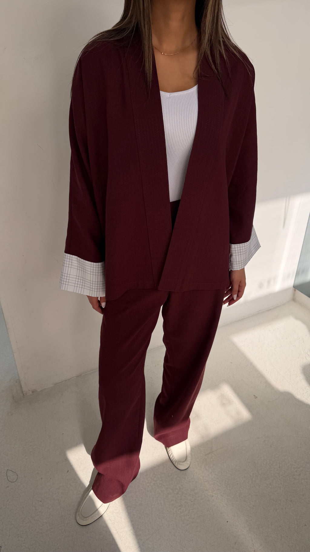Light Linen Set with Plaid