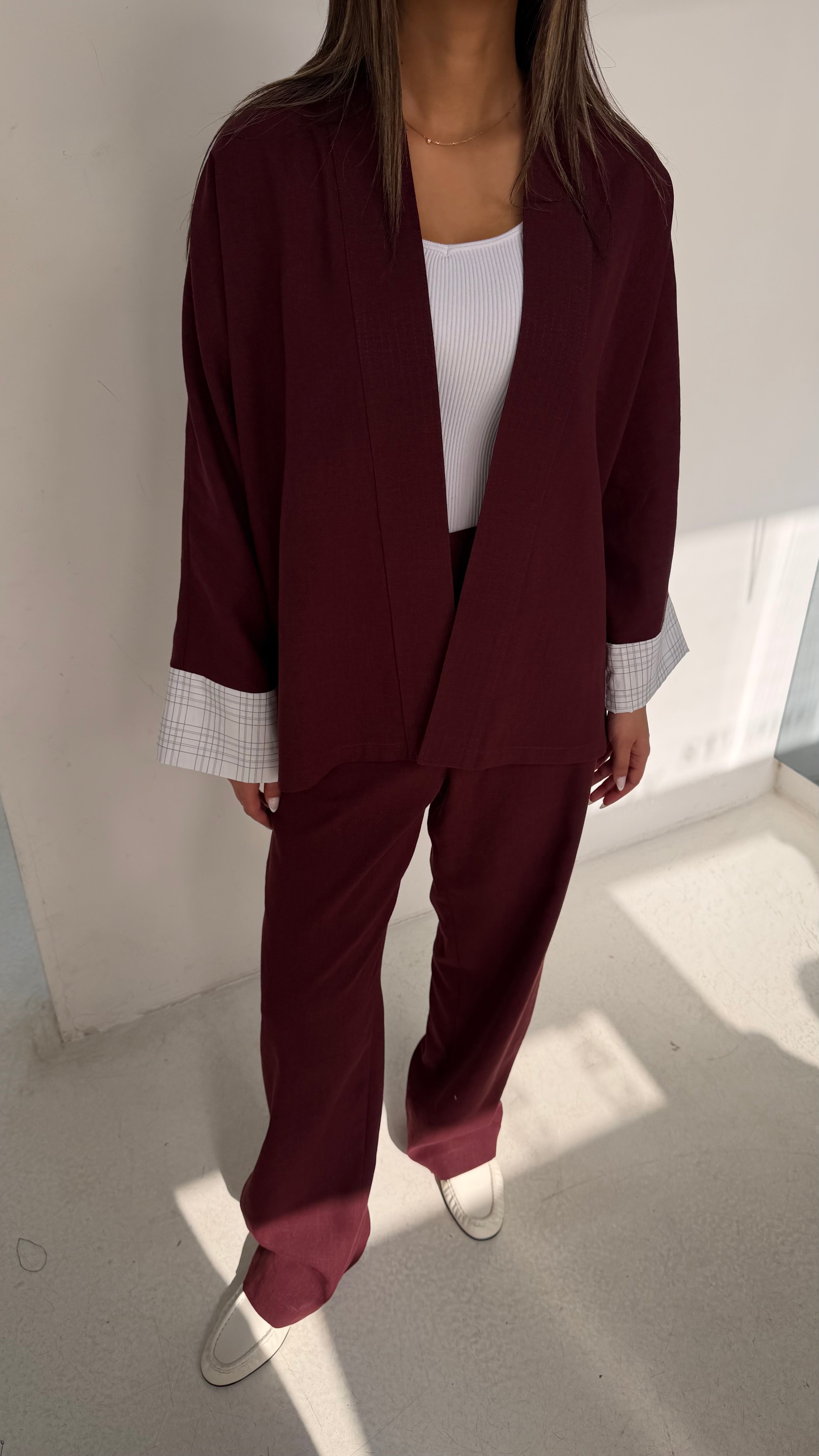 Light Linen Set with Plaid