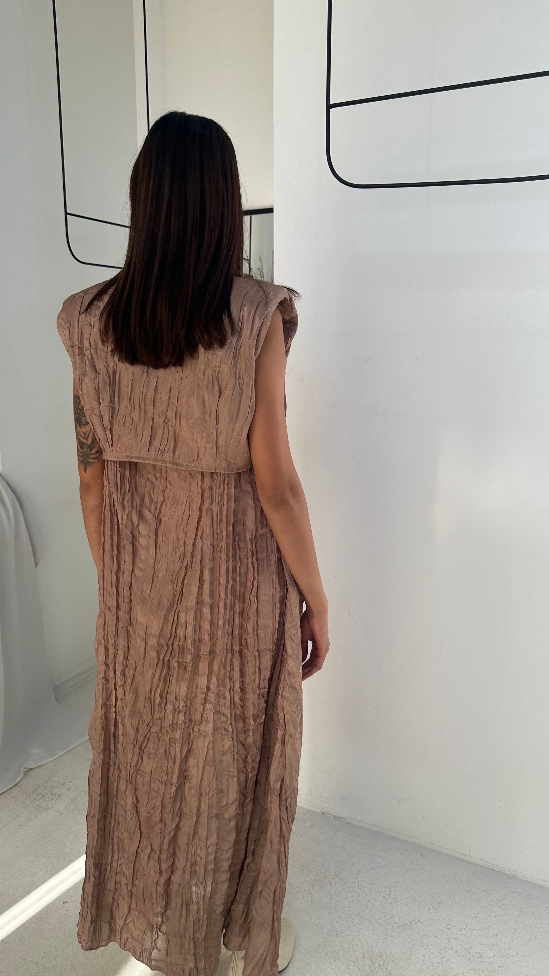 Crinkled Golden Dress Set