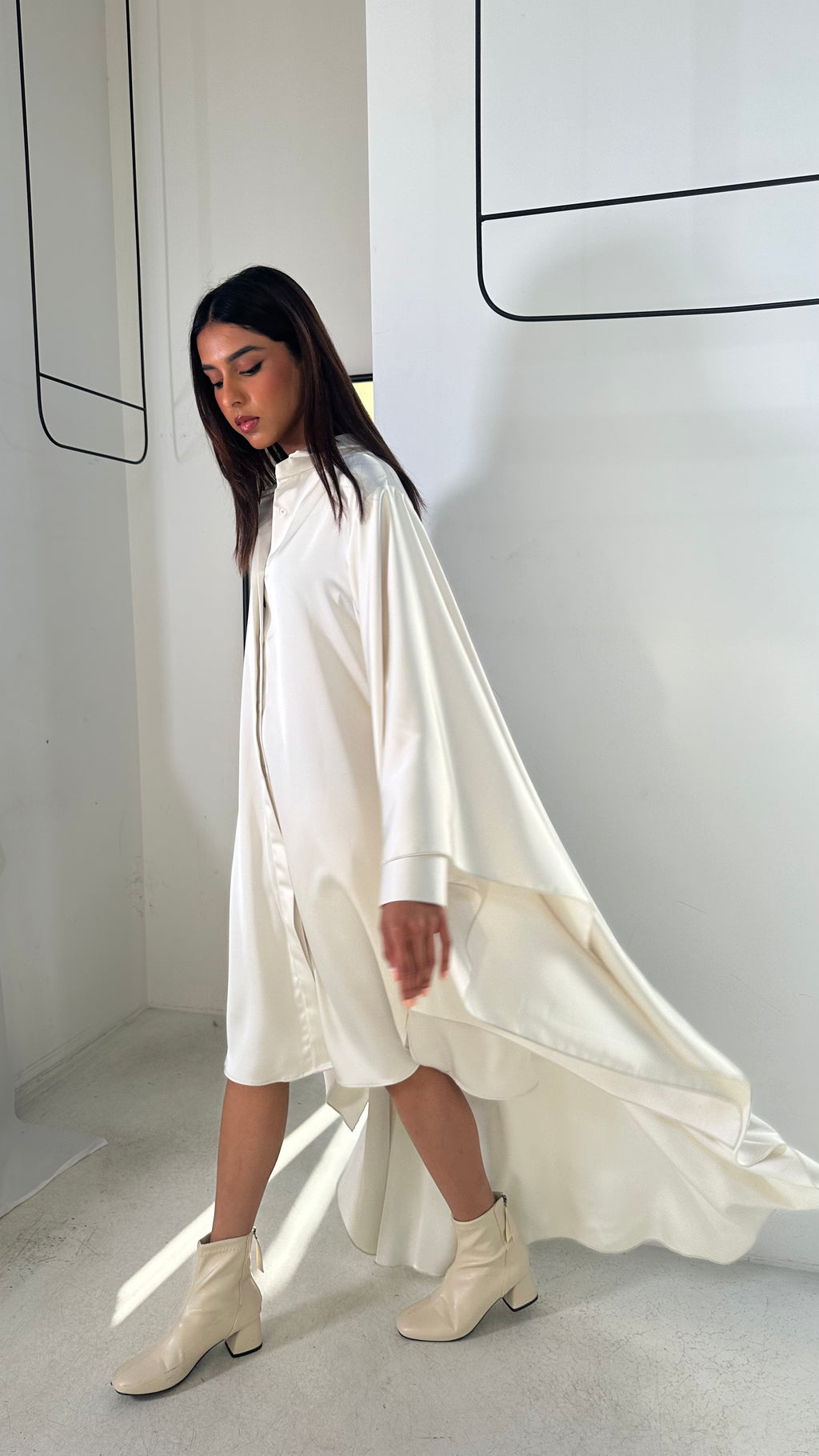 Silk High-Low Shirt Dress