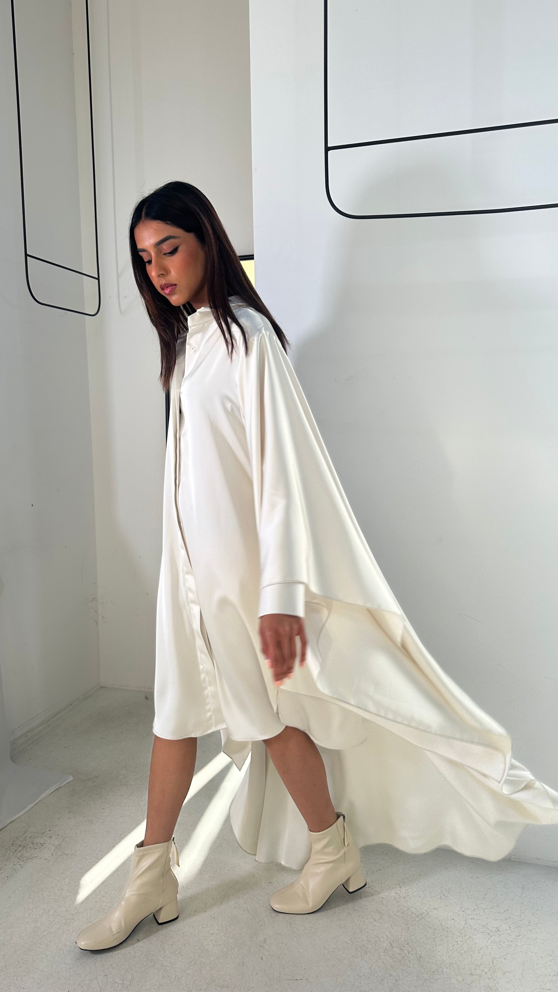 Silk High-Low Shirt Dress