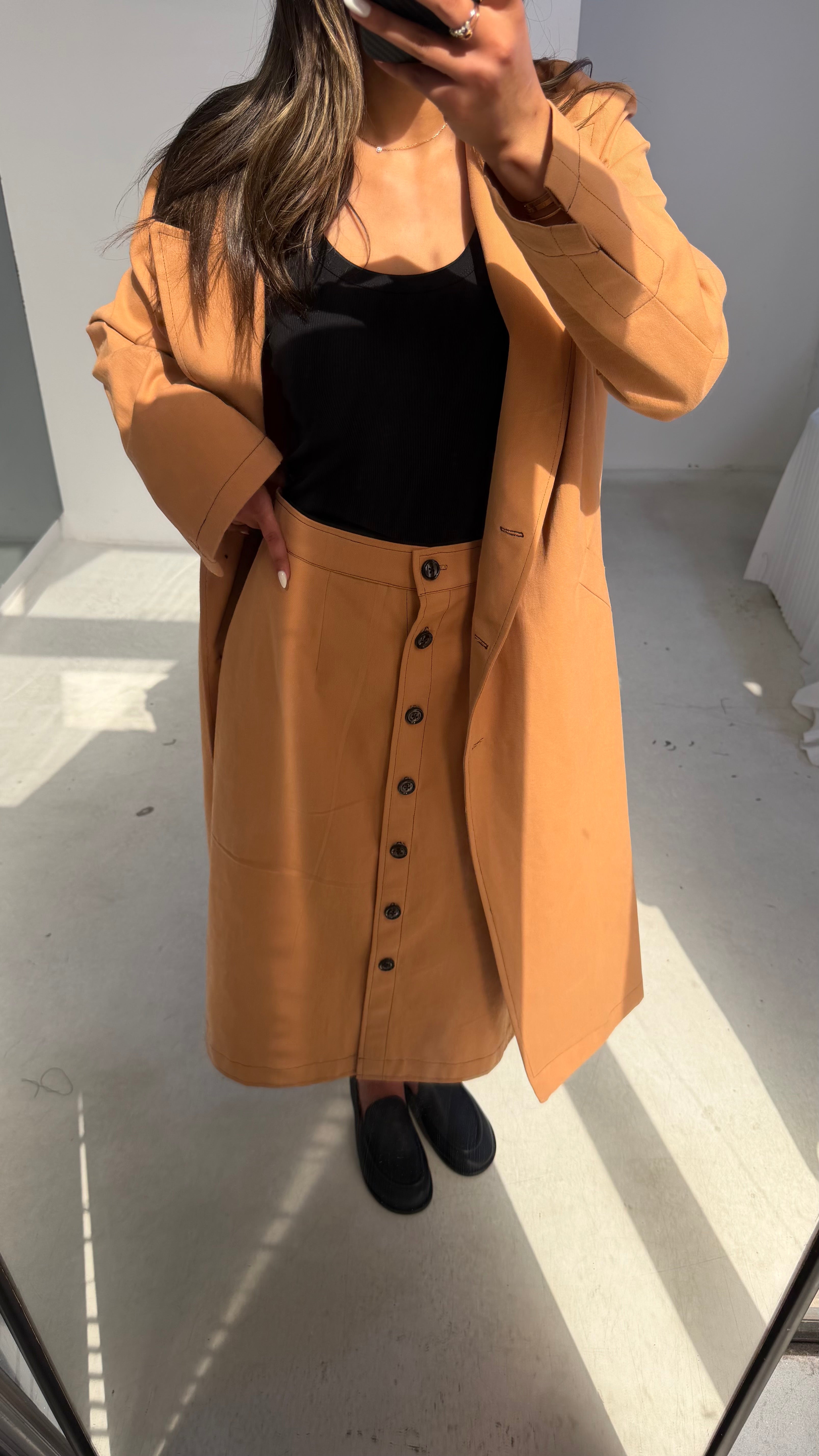 Buttoned Skirt Set