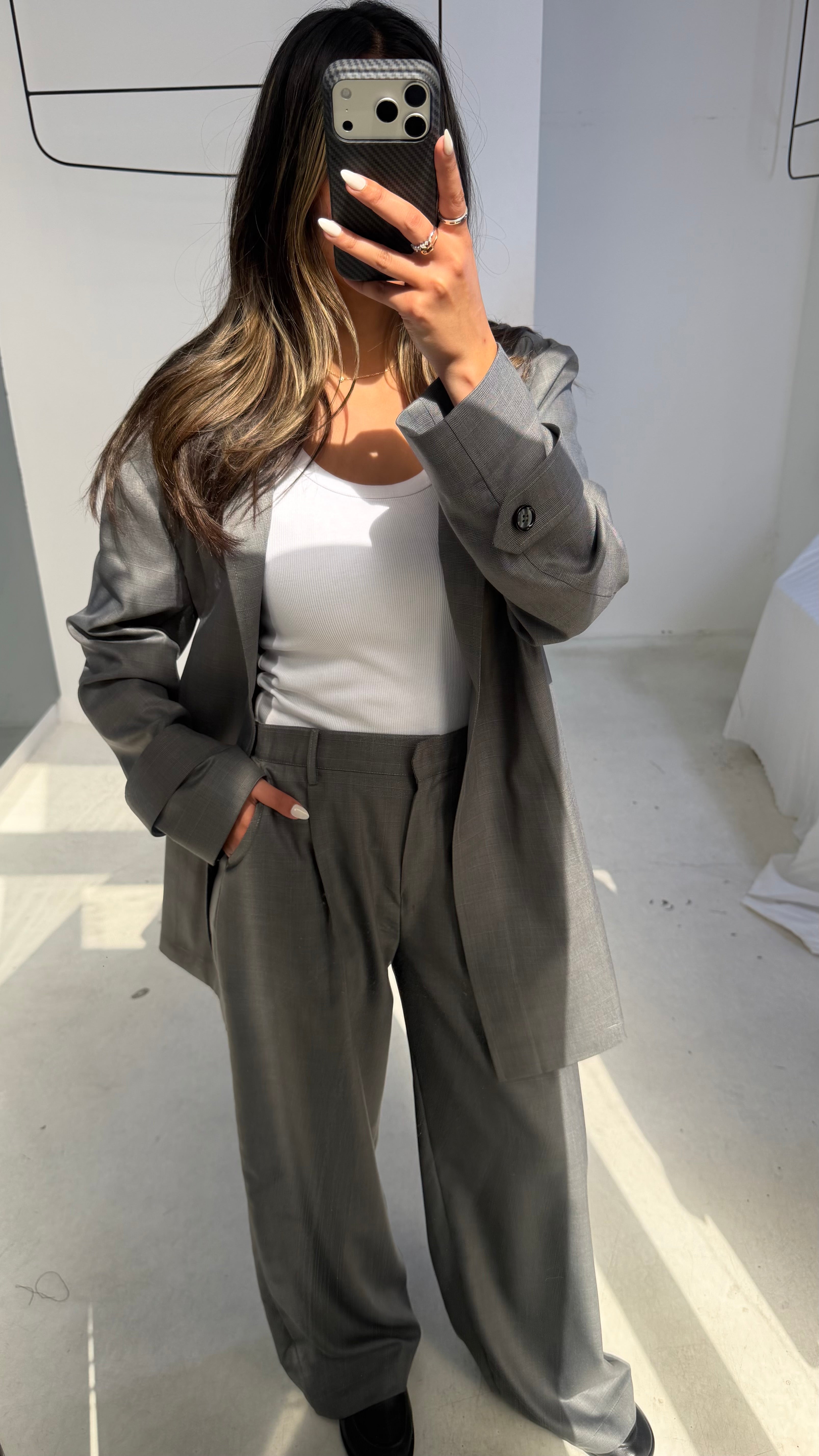 Grey Plaid Set