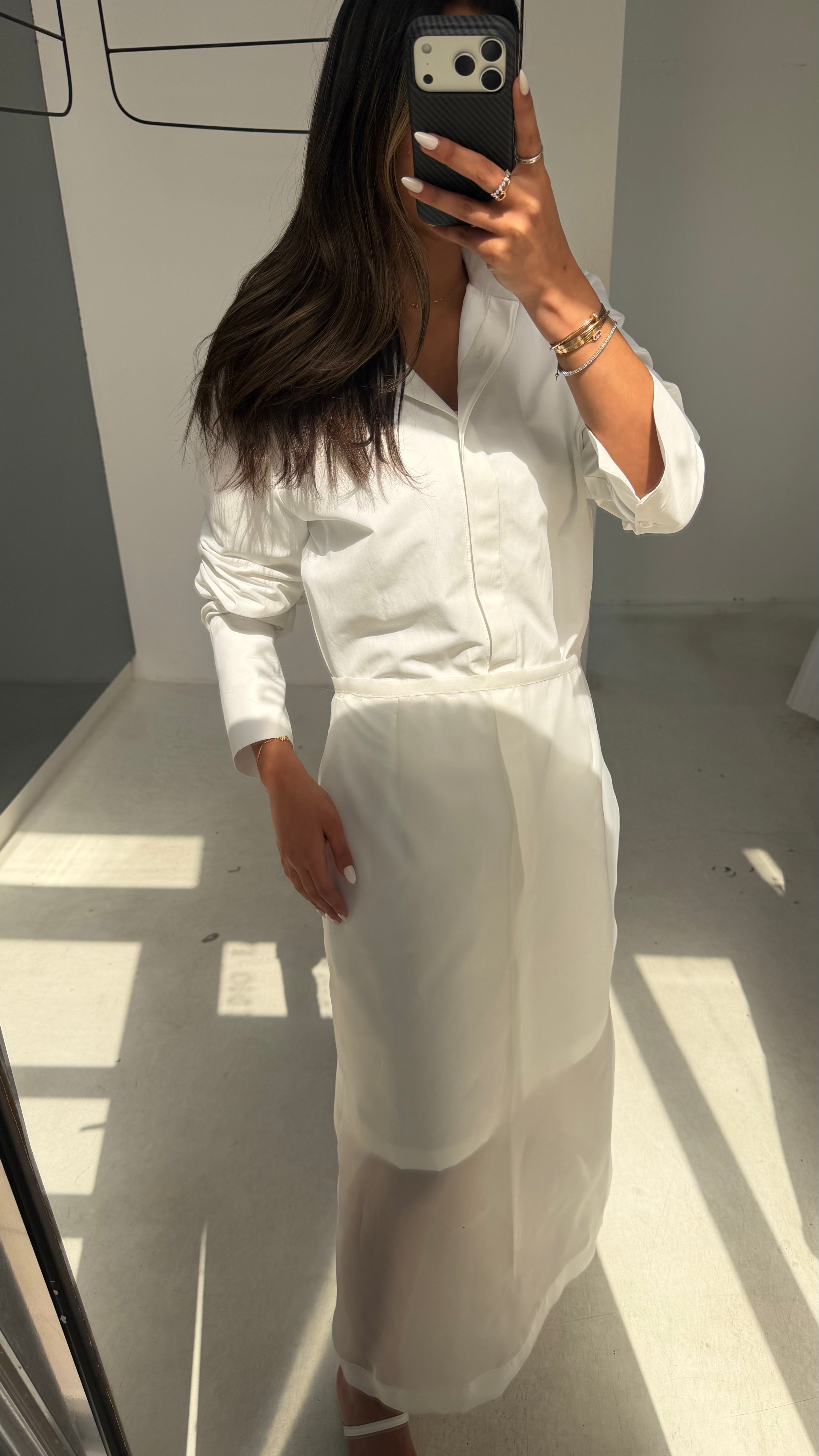White Dress Sheer Set