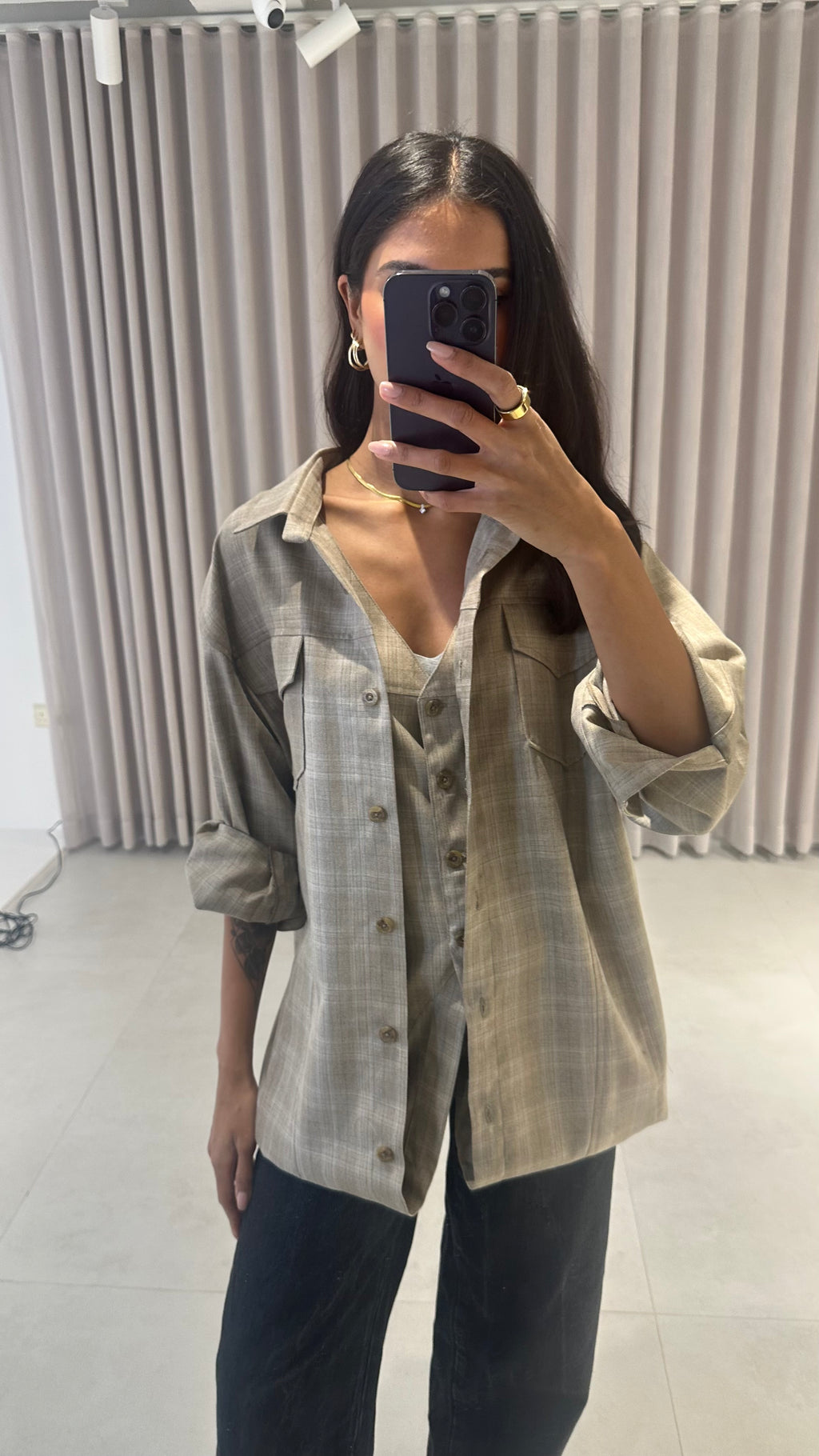 Plaid Wool Top