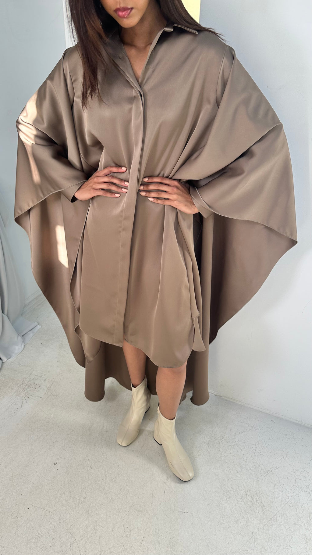 Silk High-Low Shirt Dress