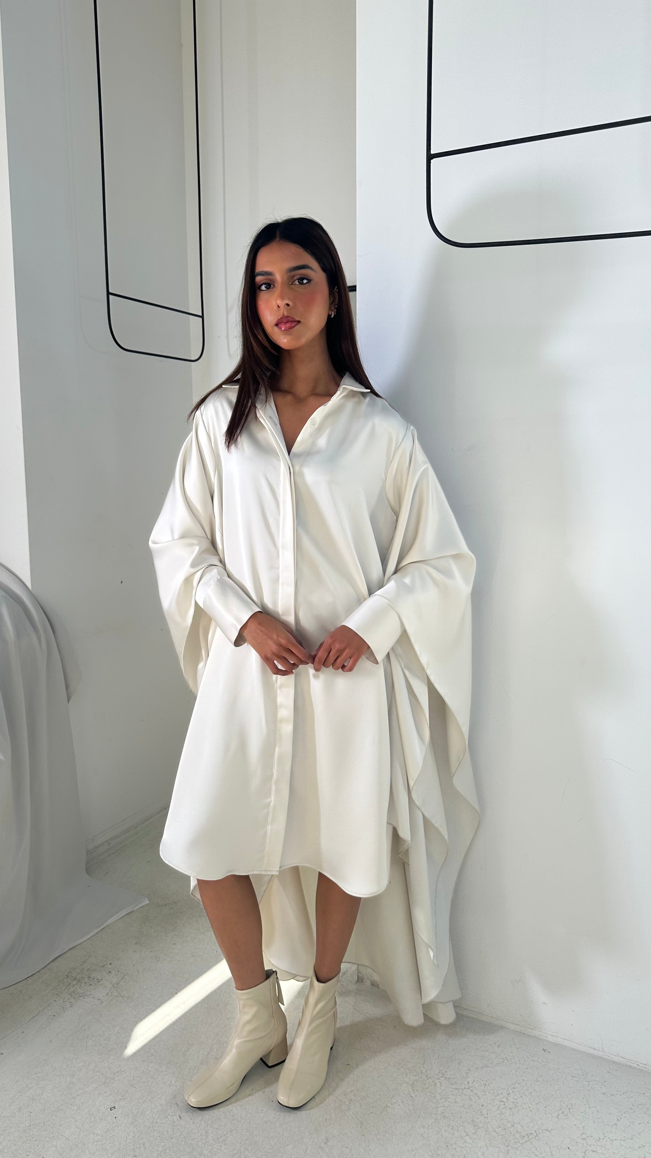 Silk High-Low Shirt Dress