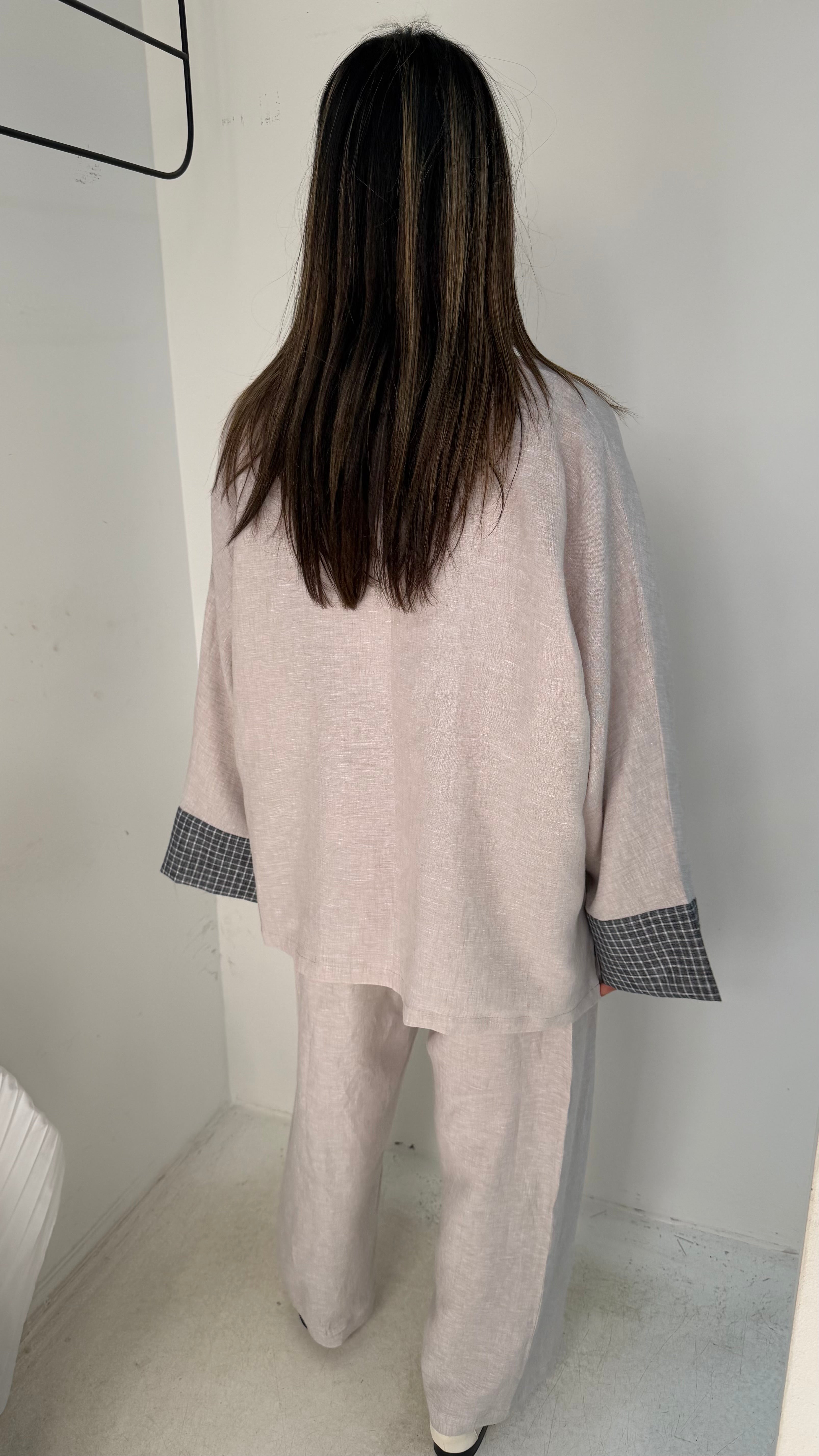 Light Linen Set with Plaid