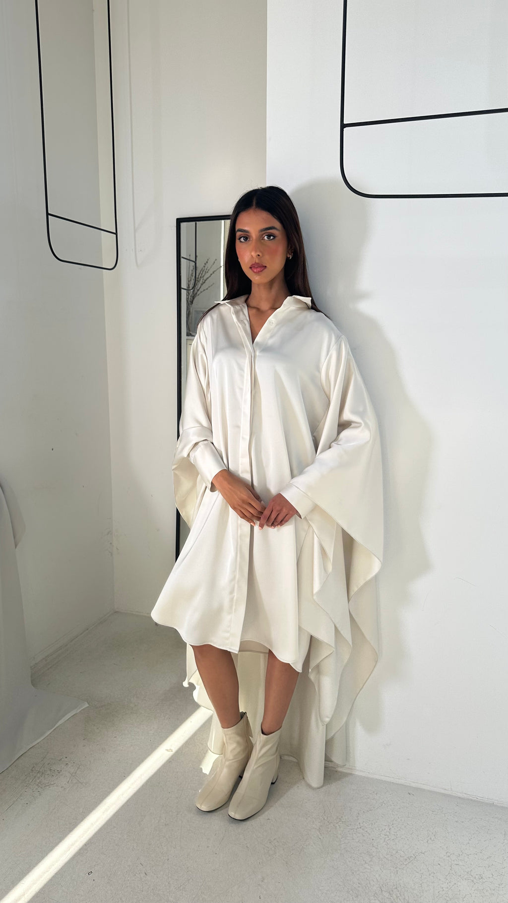 Silk High-Low Shirt Dress