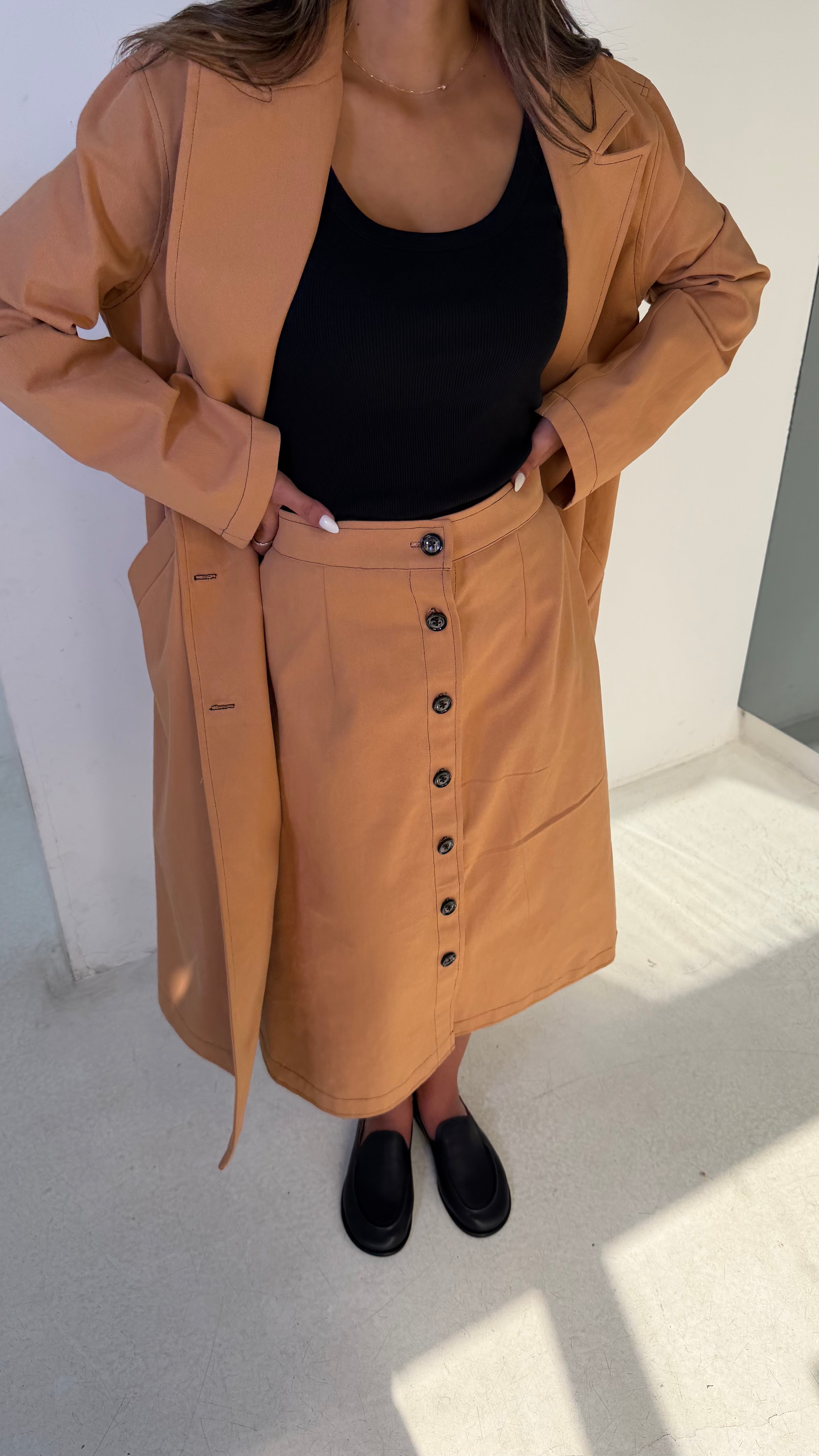 Buttoned Skirt Set