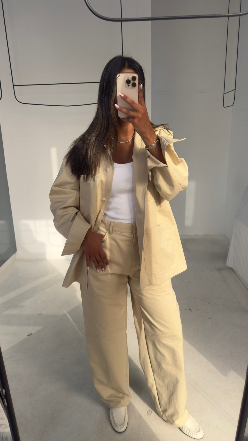 Balloon Pants Beige Set