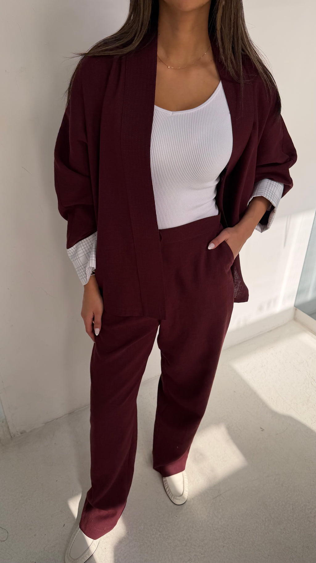 Light Linen Set with Plaid