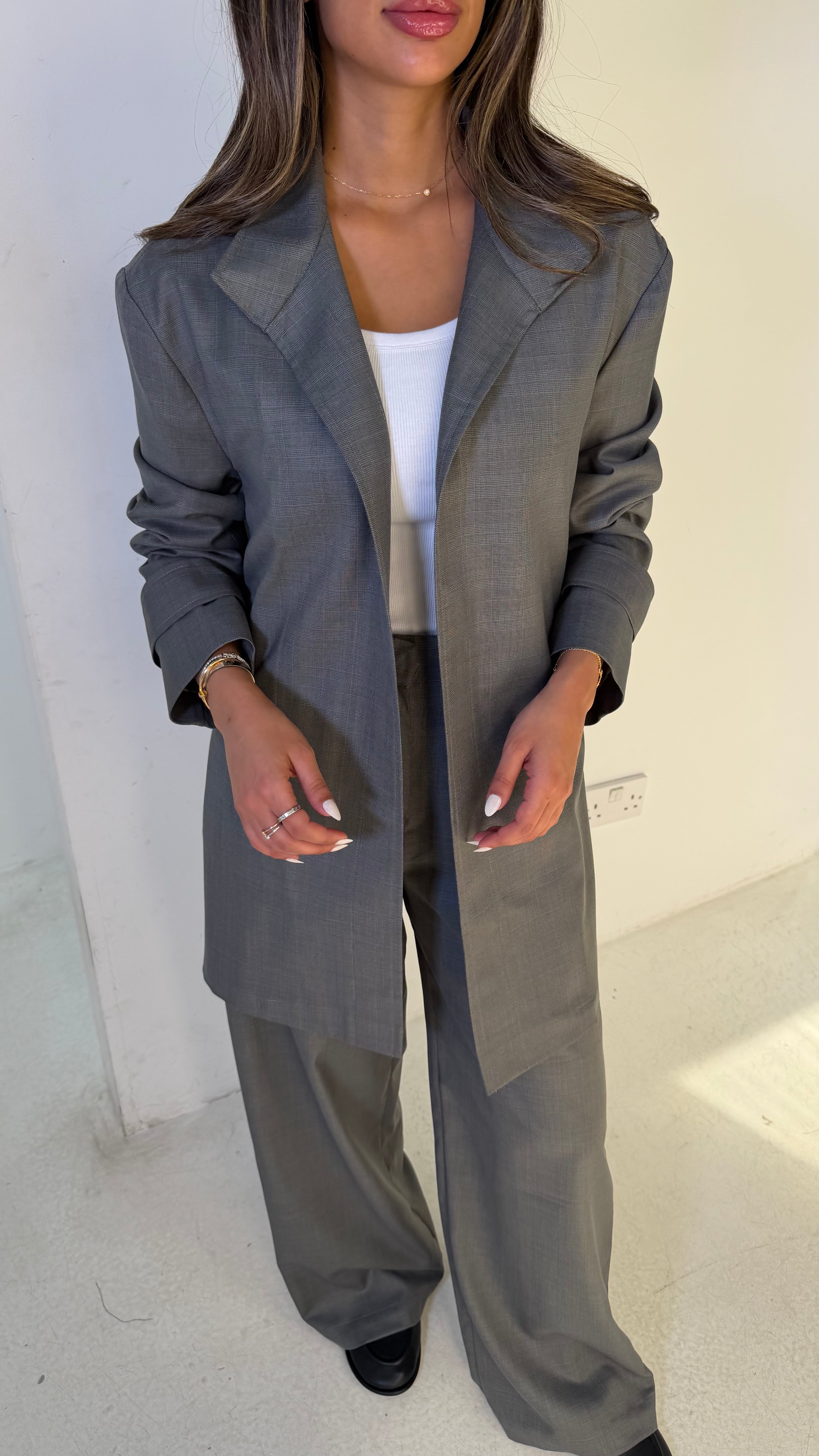 Grey Plaid Set
