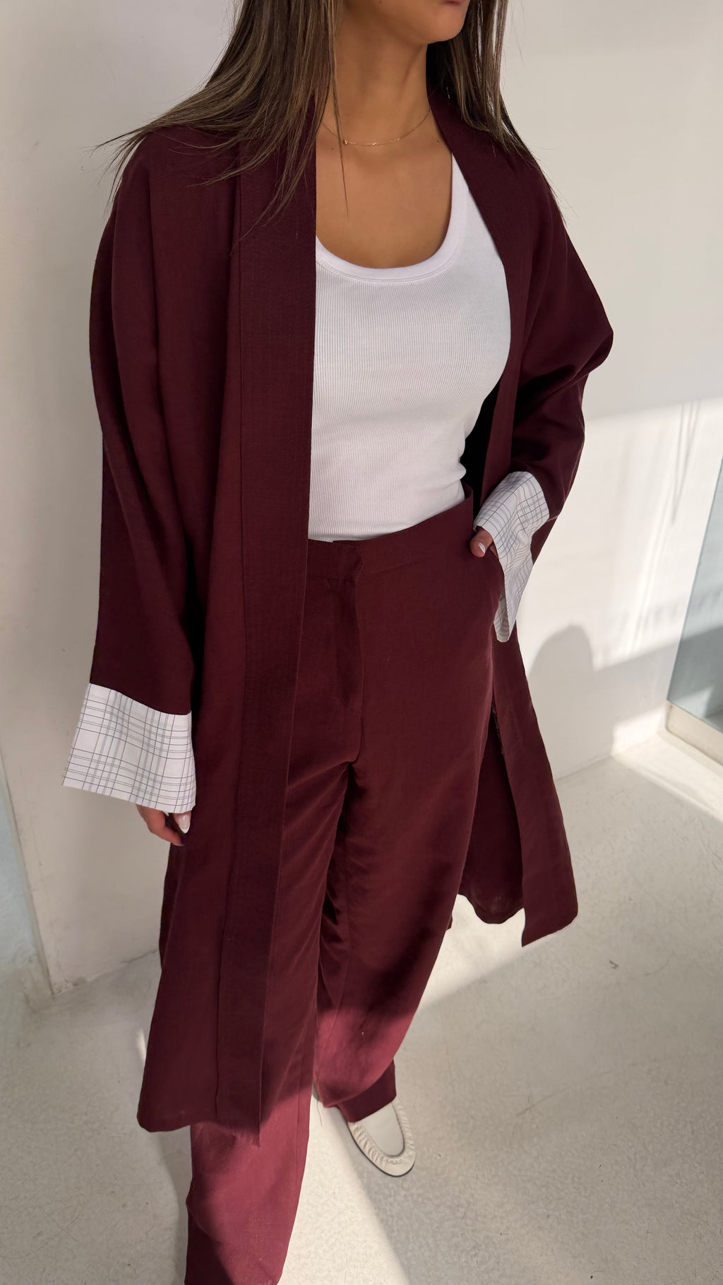 Light Linen Set with Plaid