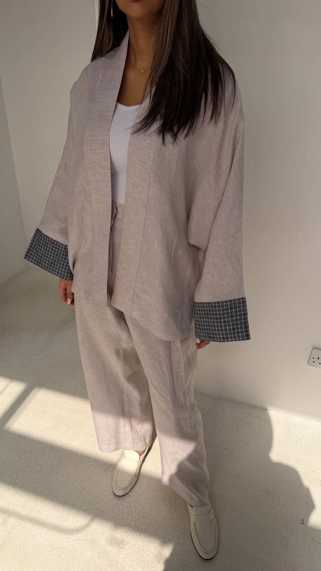 Light Linen Set with Plaid