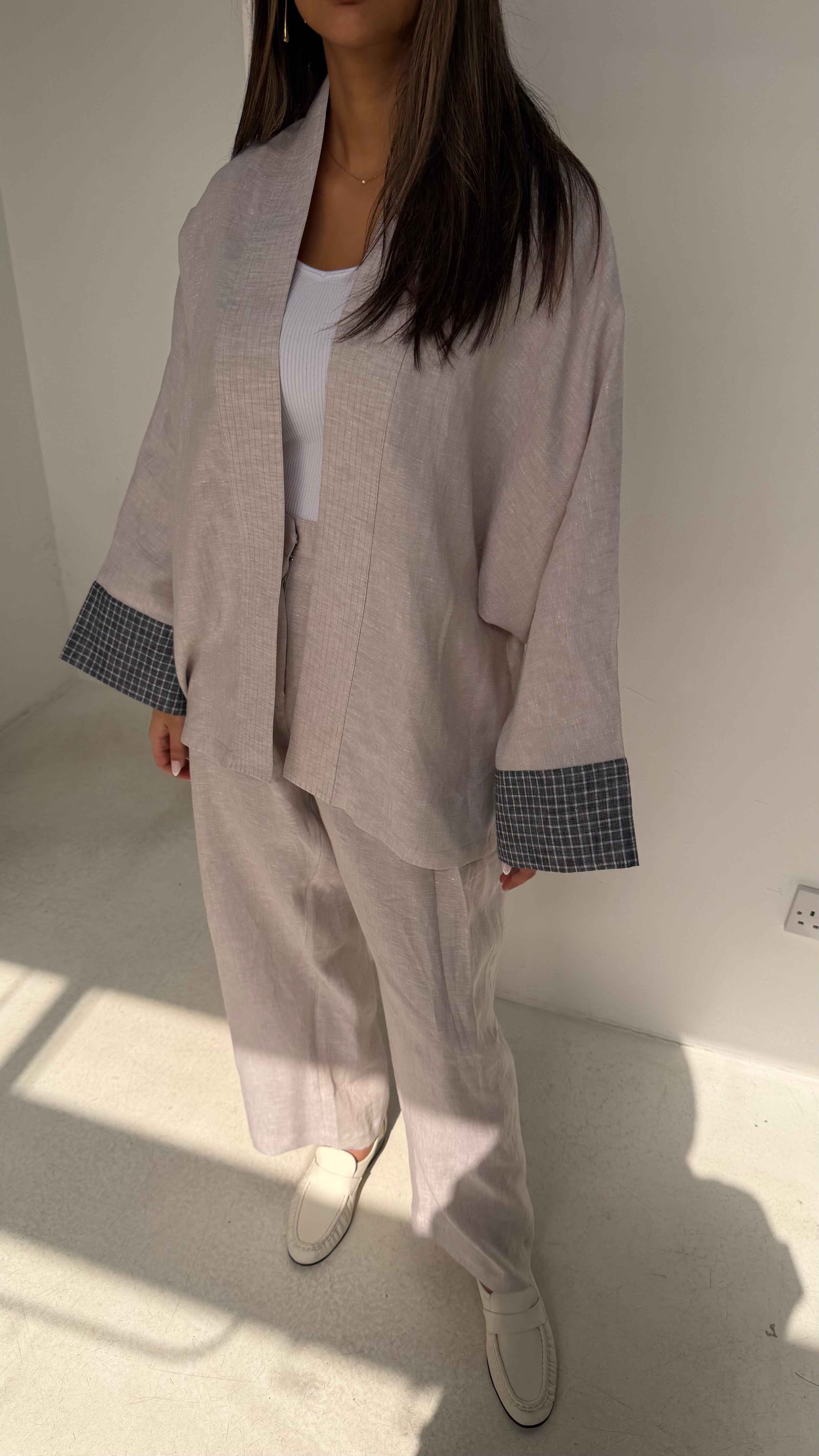 Light Linen Set with Plaid