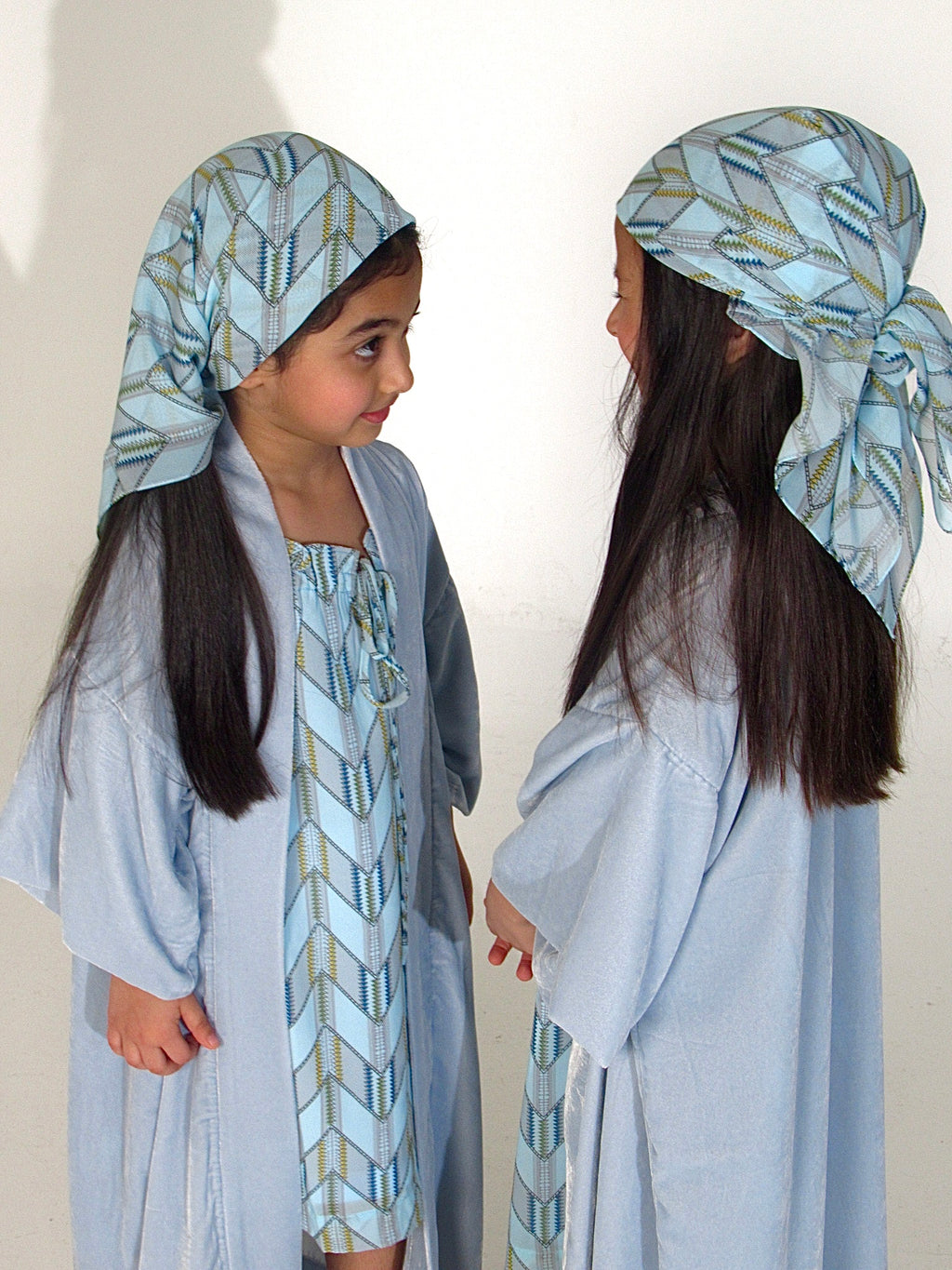 Blue Dress with Blue Bisht & Head Scarf
