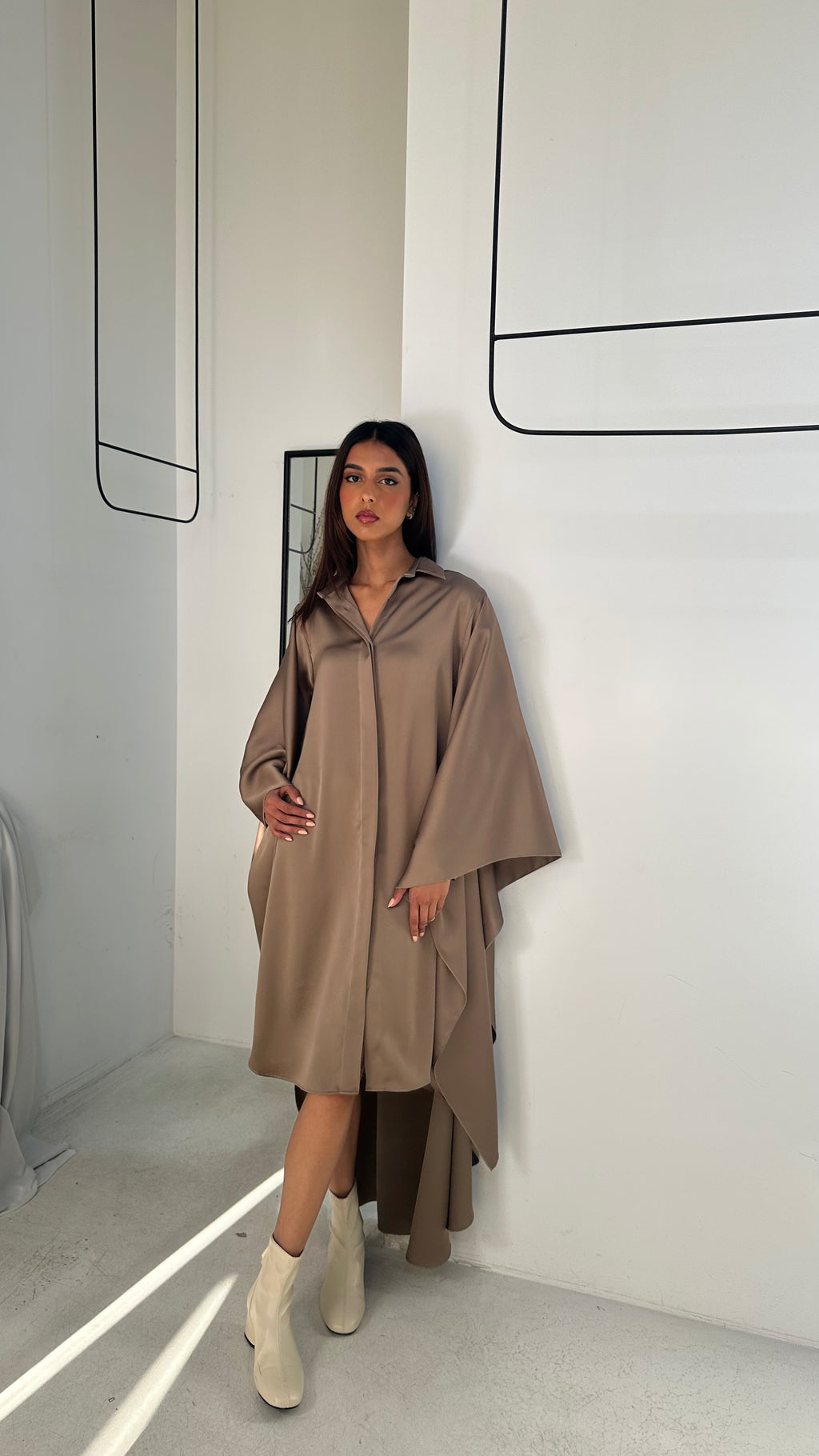 Silk High-Low Shirt Dress