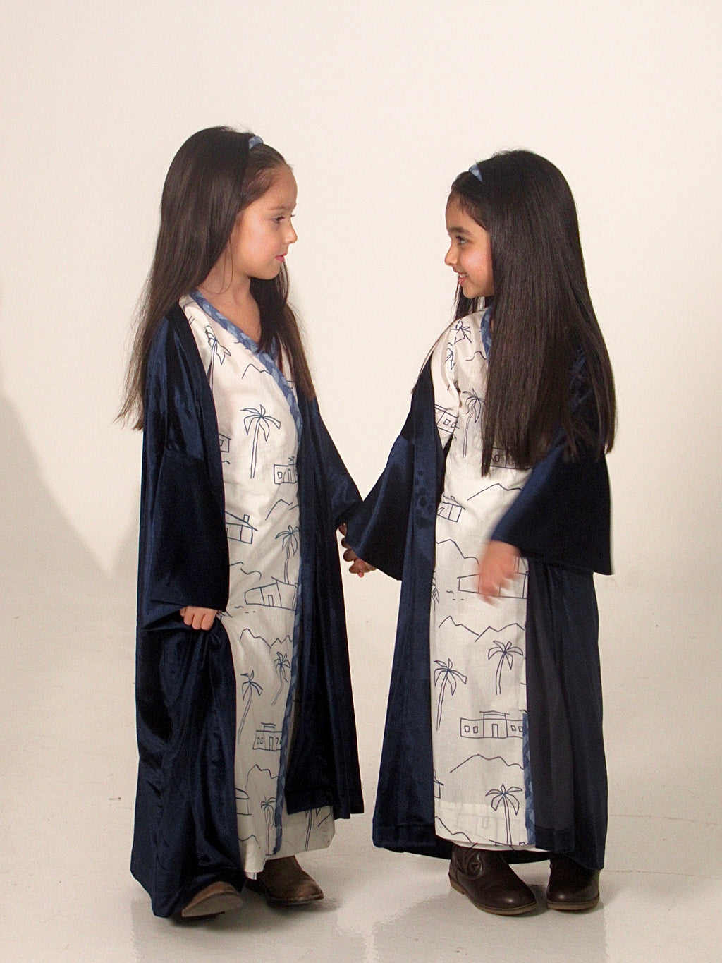 Long Sleeves Wrap Dress with Velvet Bisht & Headband