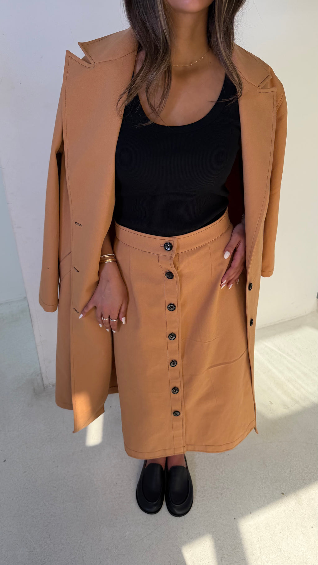 Buttoned Skirt Set