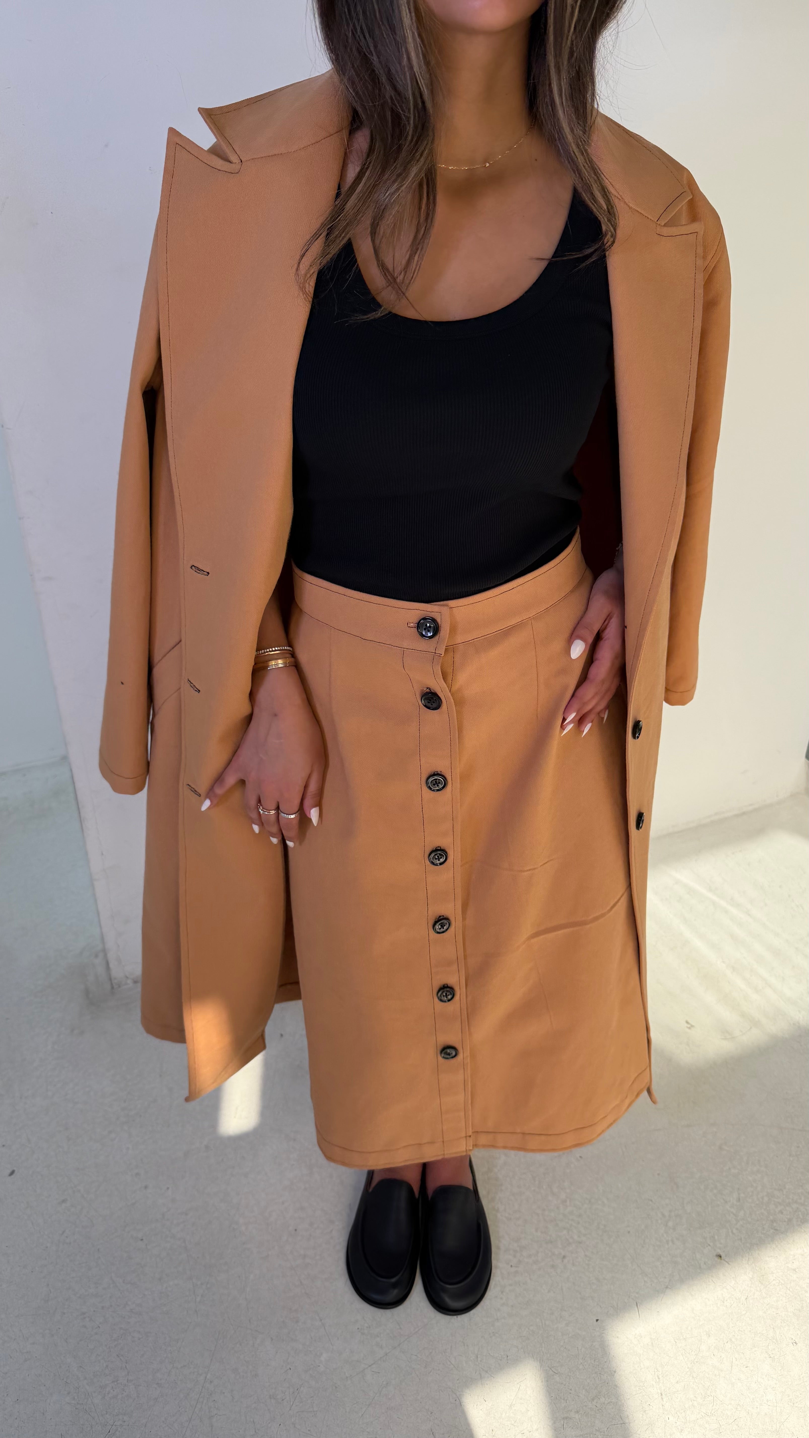 Buttoned Skirt Set