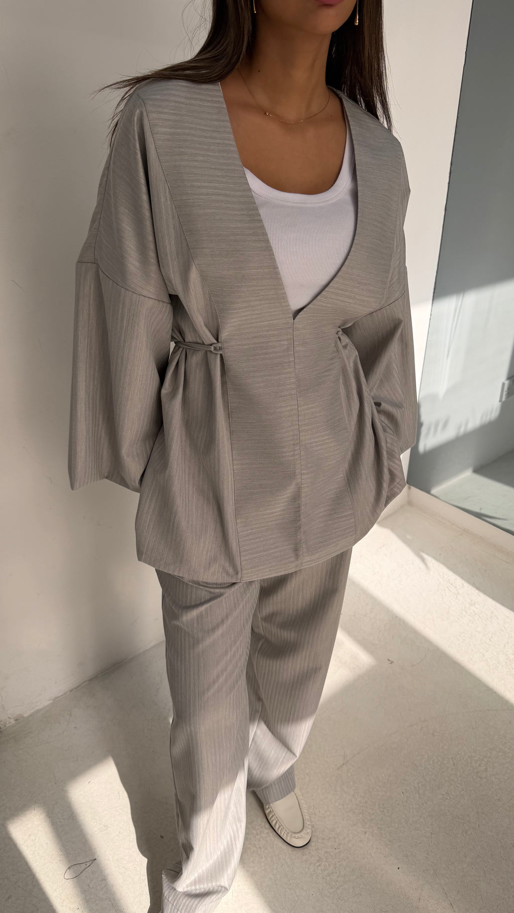 Grey Striped Set with Rope