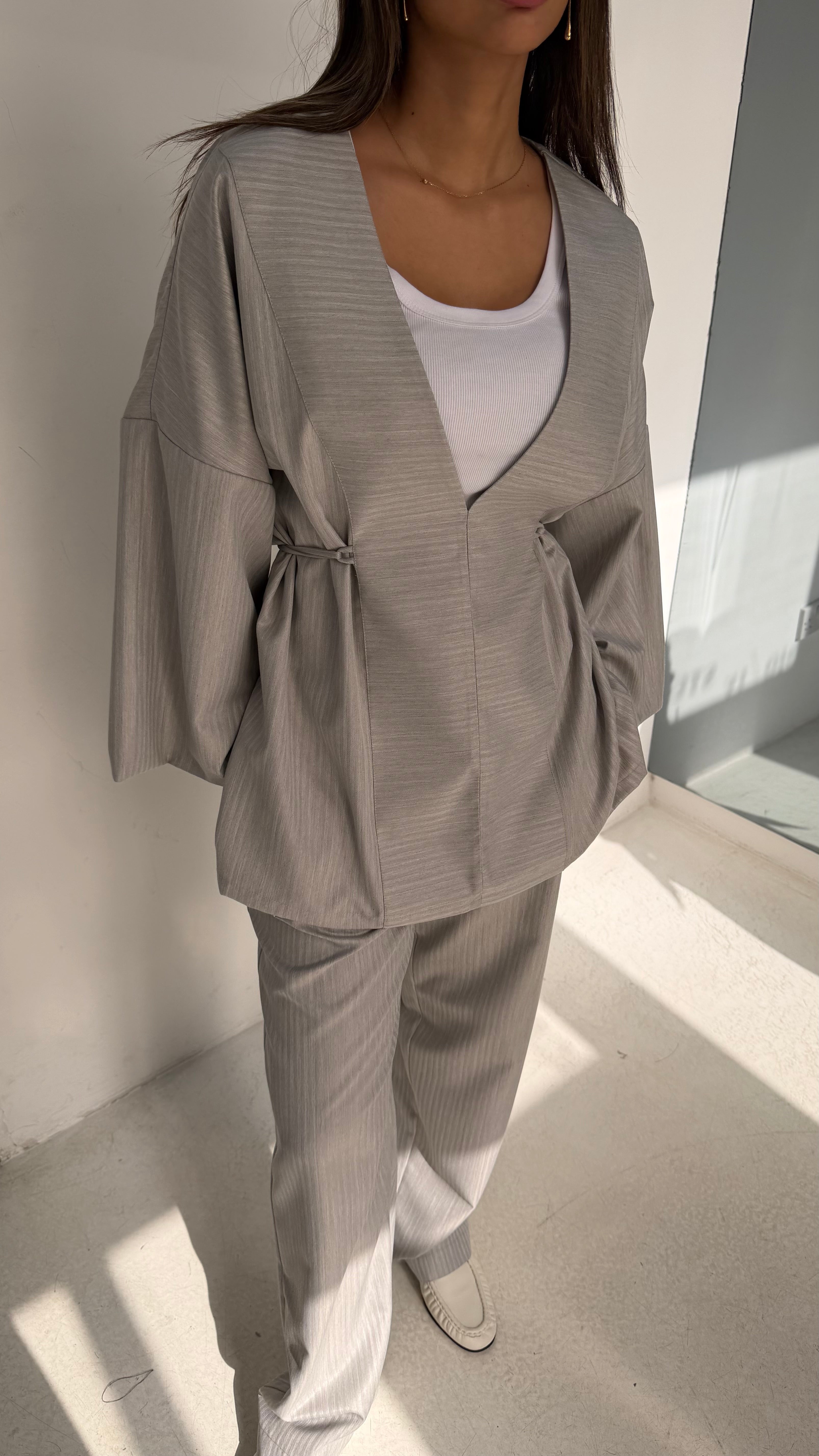 Grey Striped Set with Rope