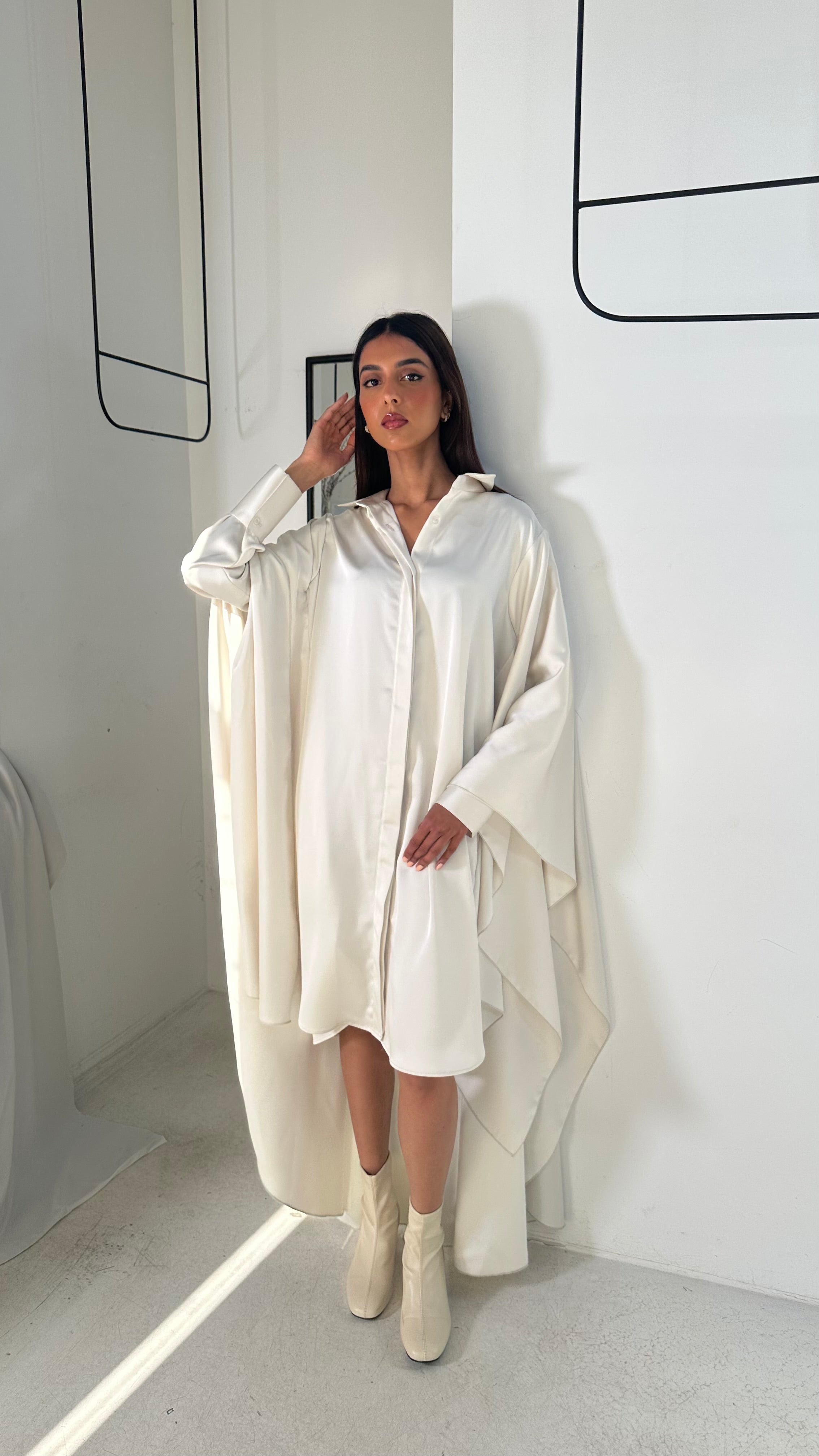 Silk High-Low Shirt Dress