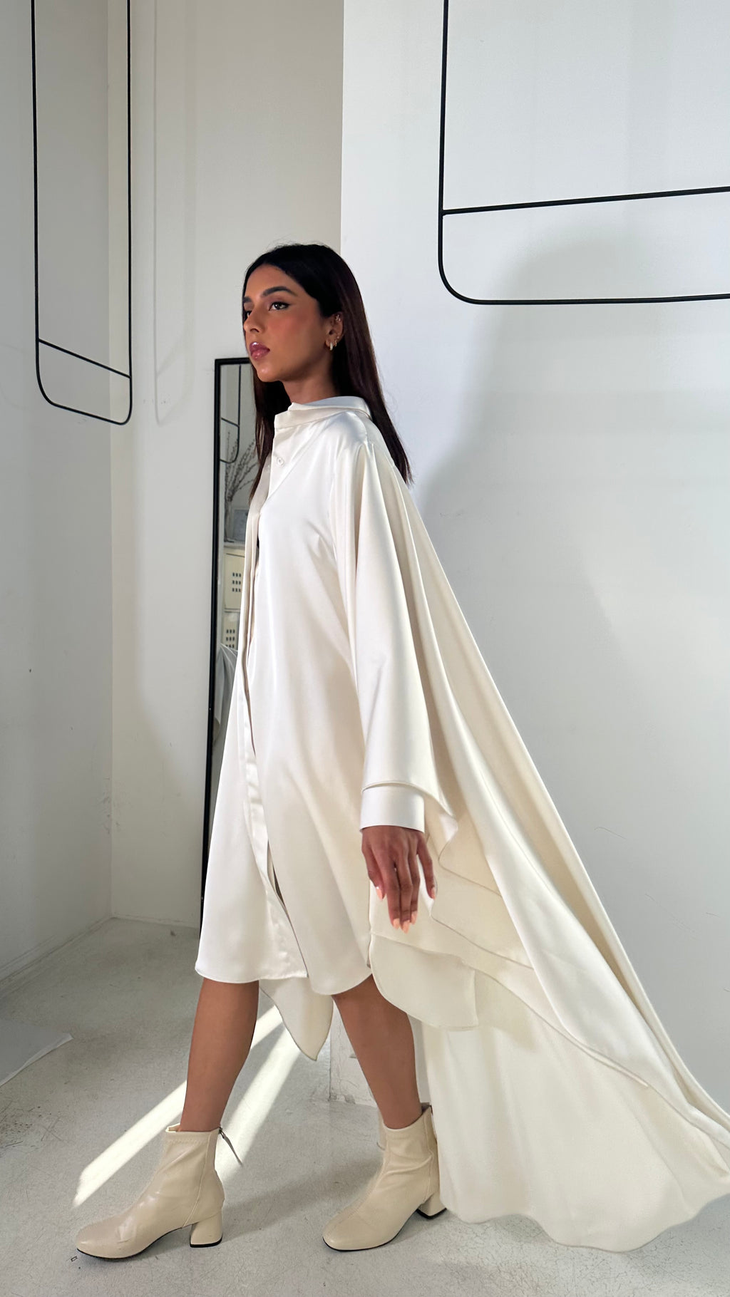 Silk High-Low Shirt Dress