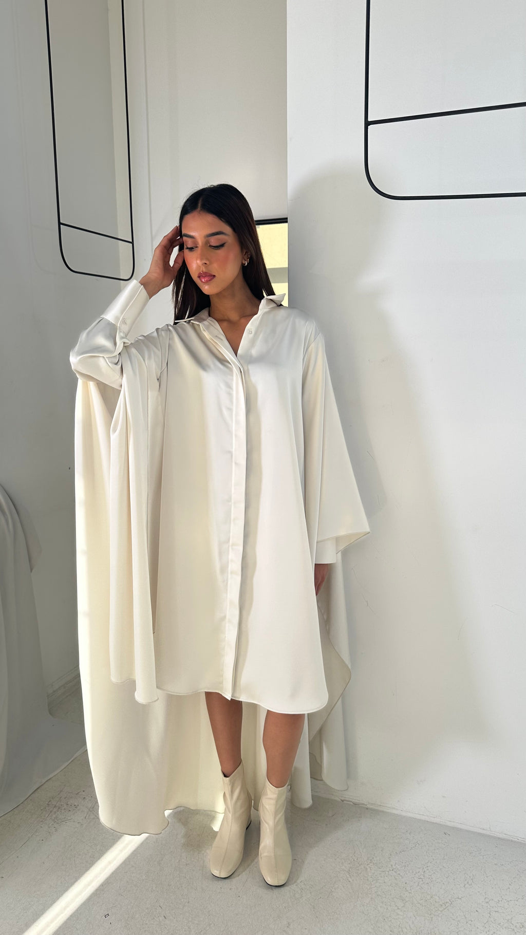 Silk High-Low Shirt Dress