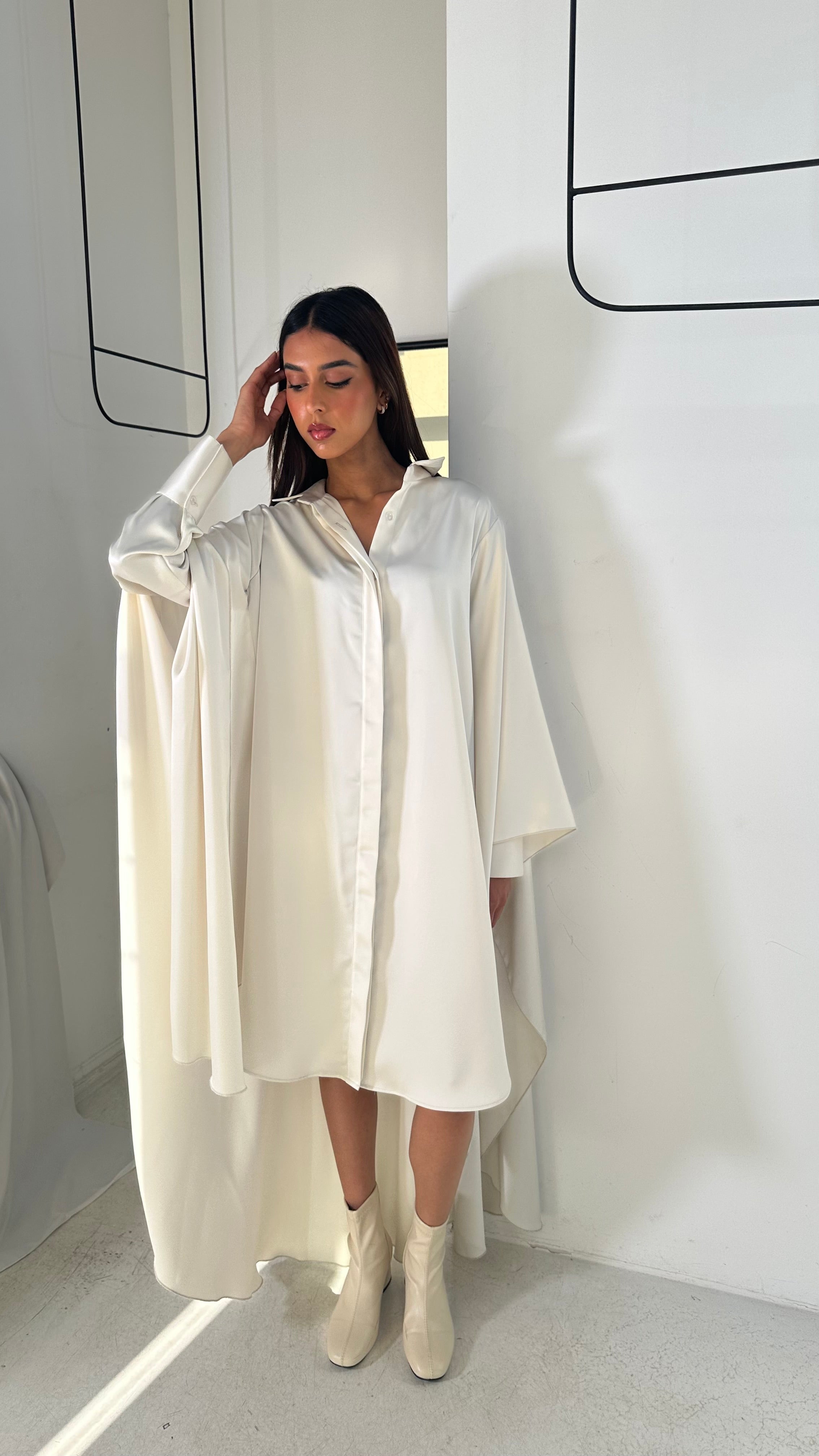 Silk High-Low Shirt Dress