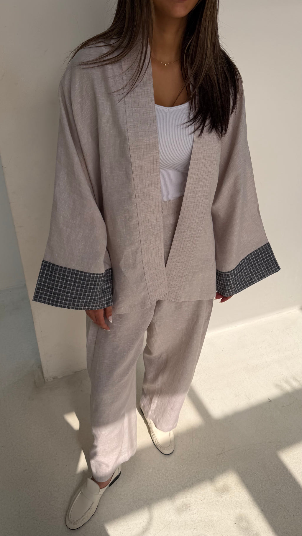 Light Linen Set with Plaid