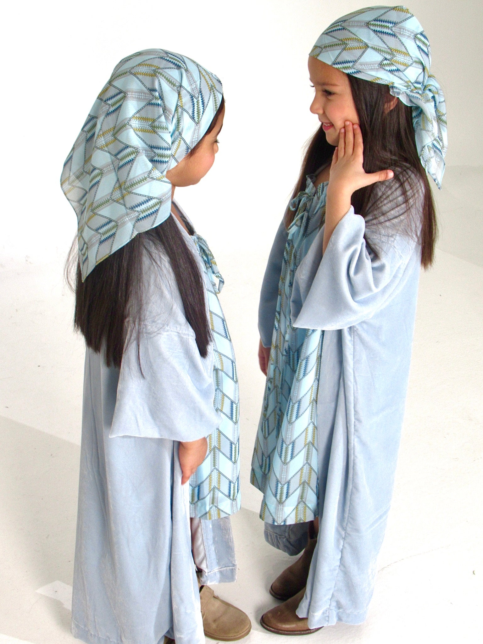 Blue Dress with Blue Bisht & Head Scarf