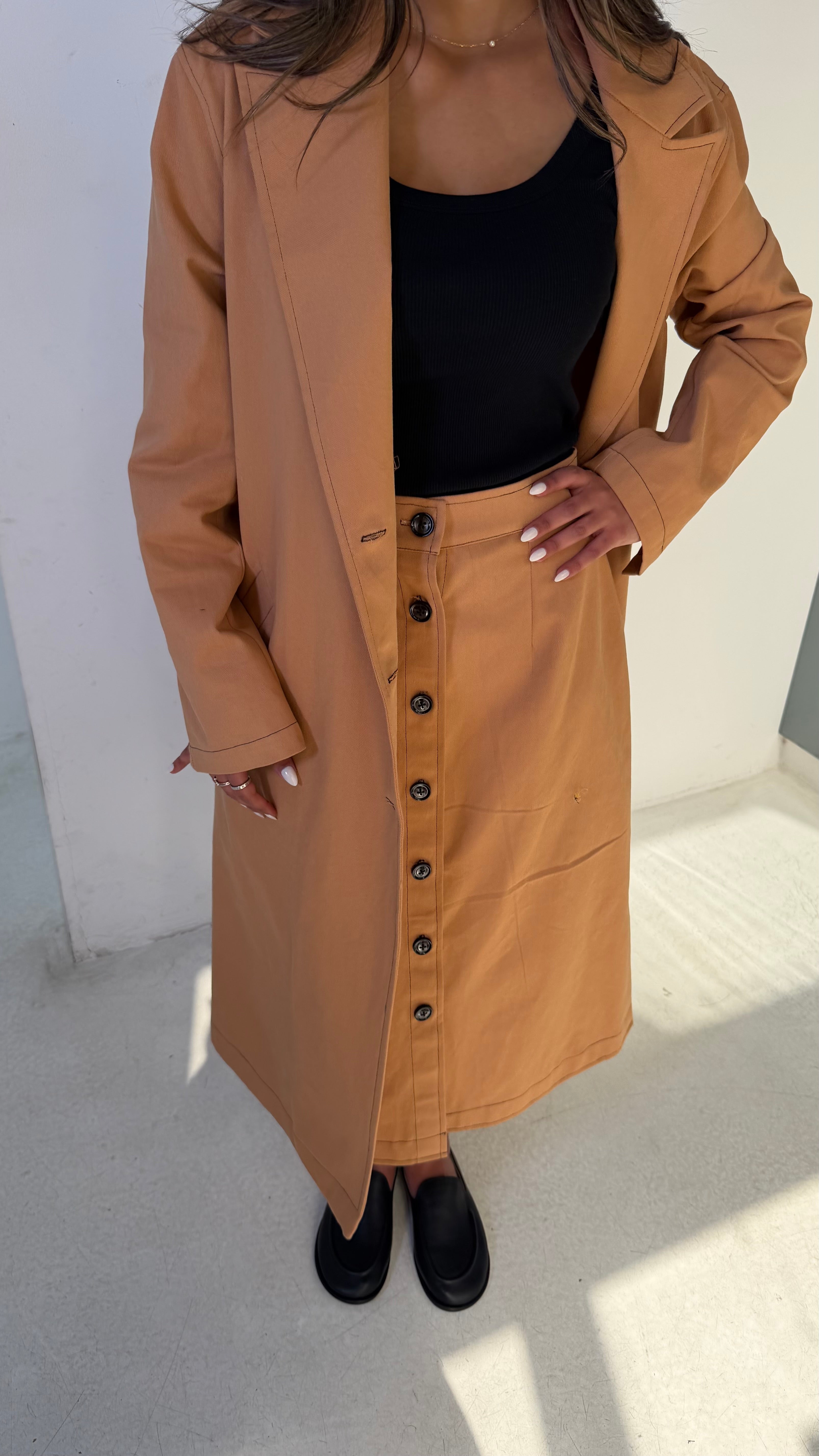 Buttoned Skirt Set