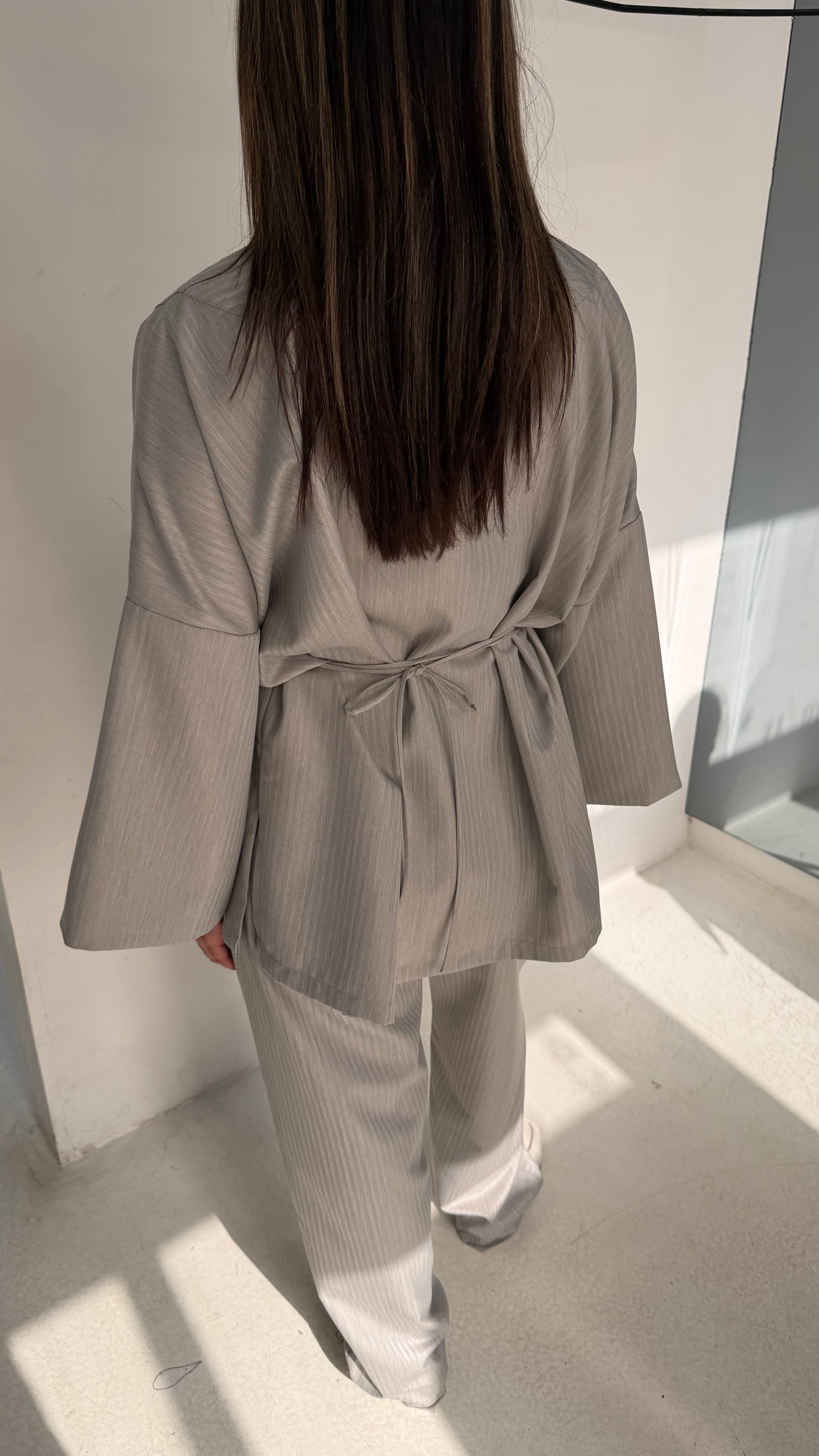 Grey Striped Set with Rope