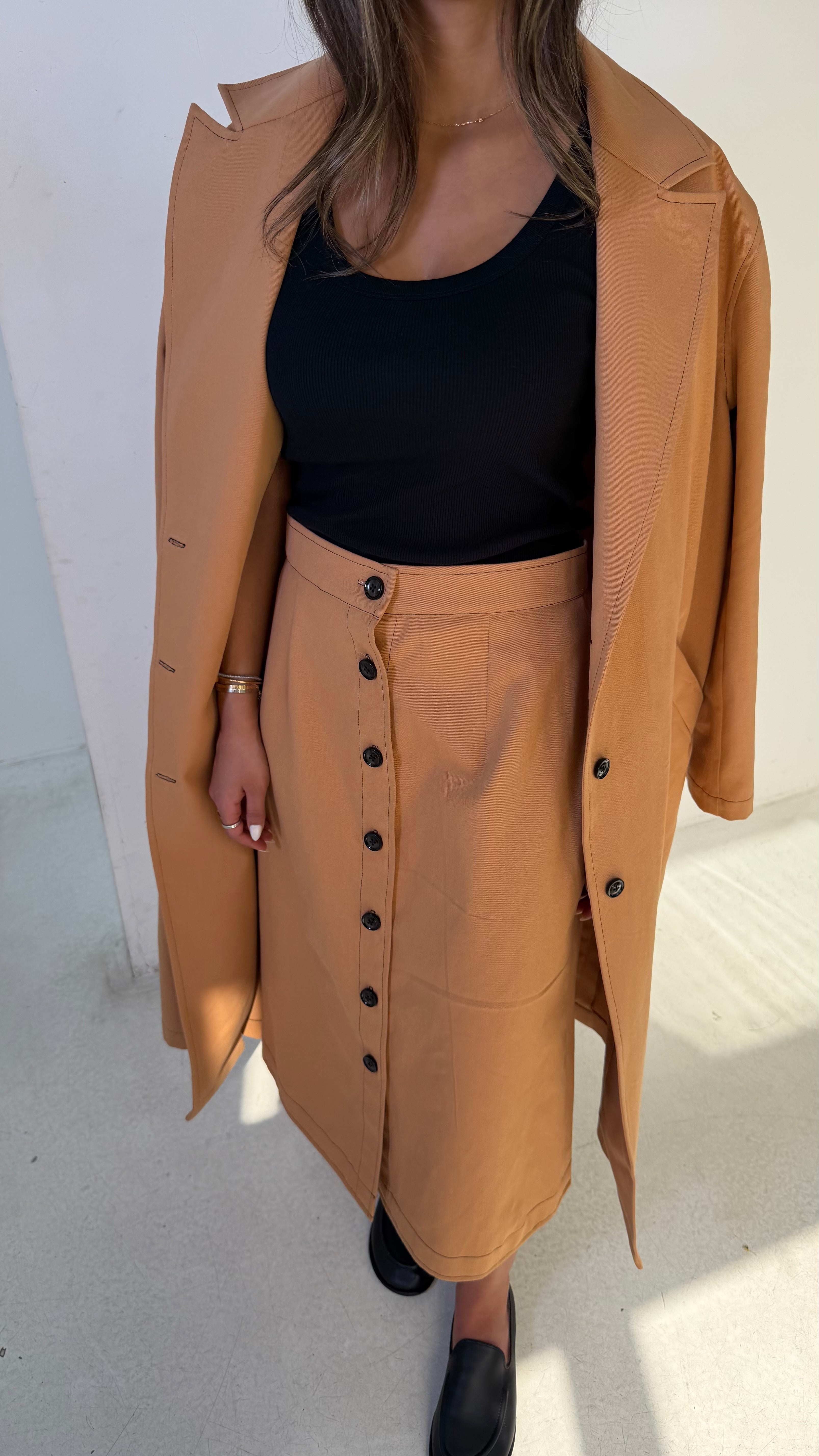 Buttoned Skirt Set