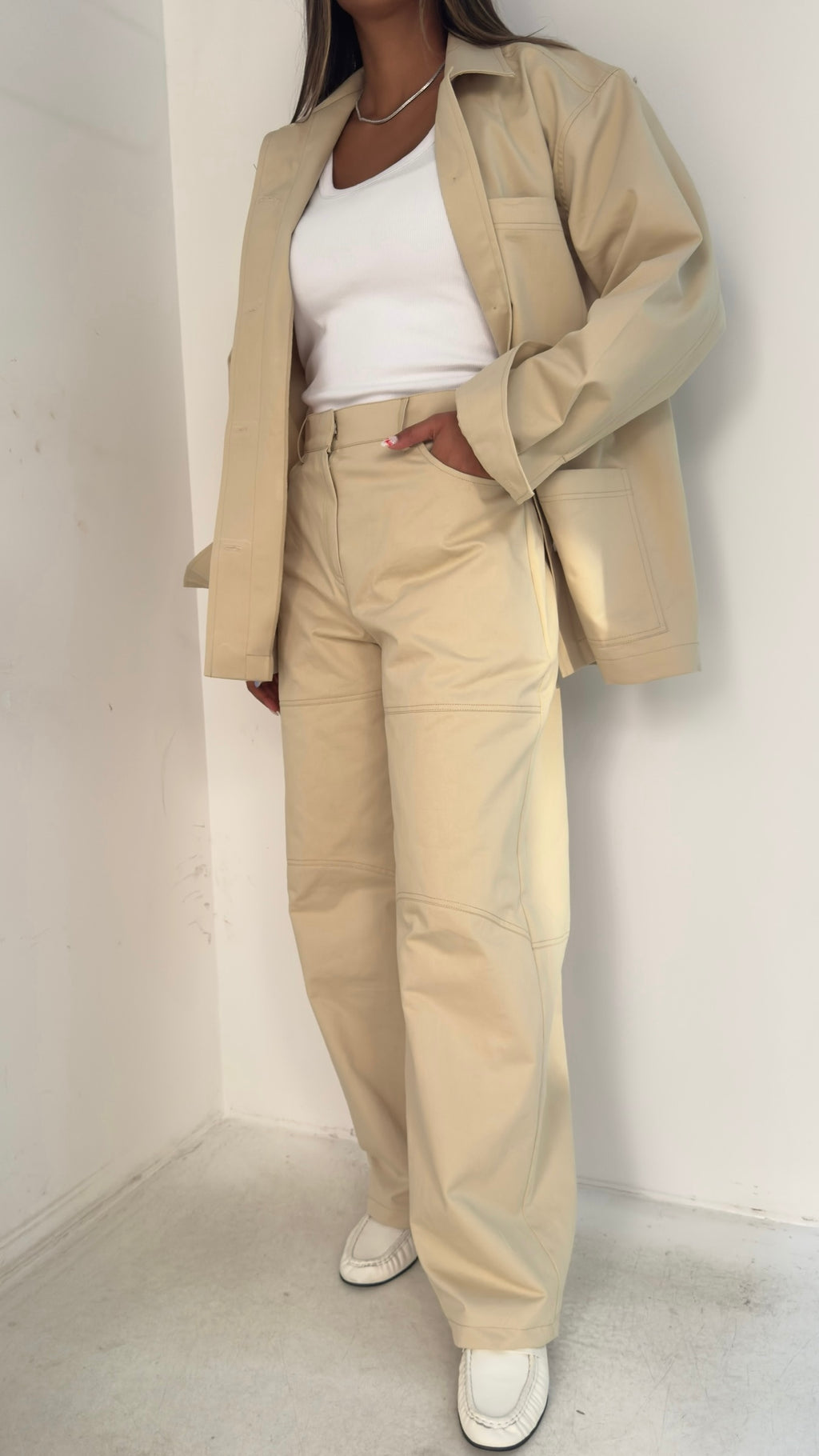 Balloon Pants Beige Set