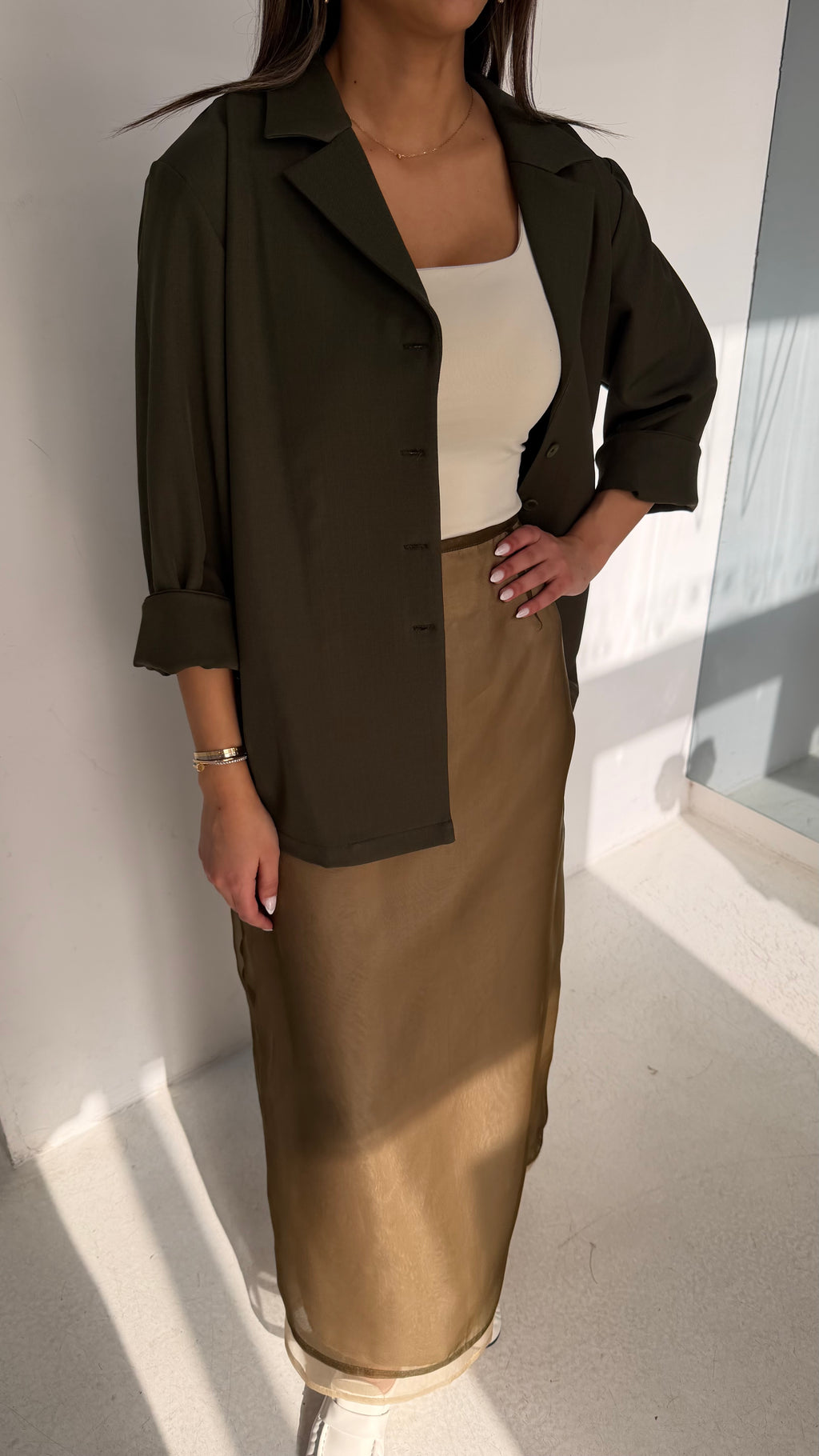 Organza Skirt with Khaki Top